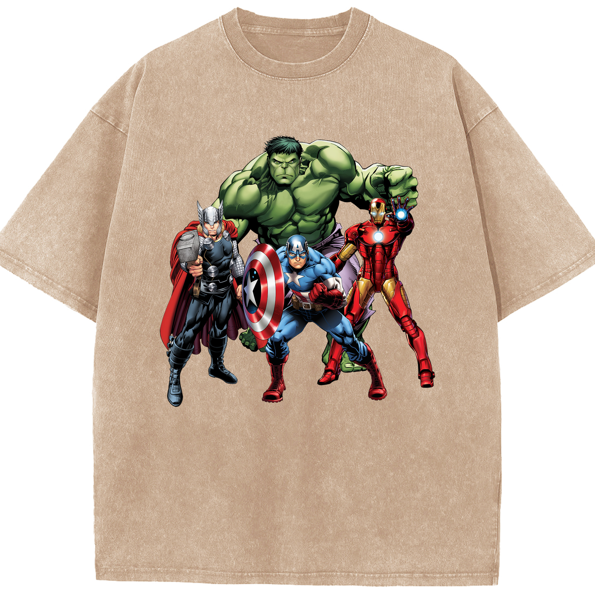 （画像用） アベンジャーズ The Avengers 綿100% ヴィンテージ風 半袖Tシャツ（フロントプリント）