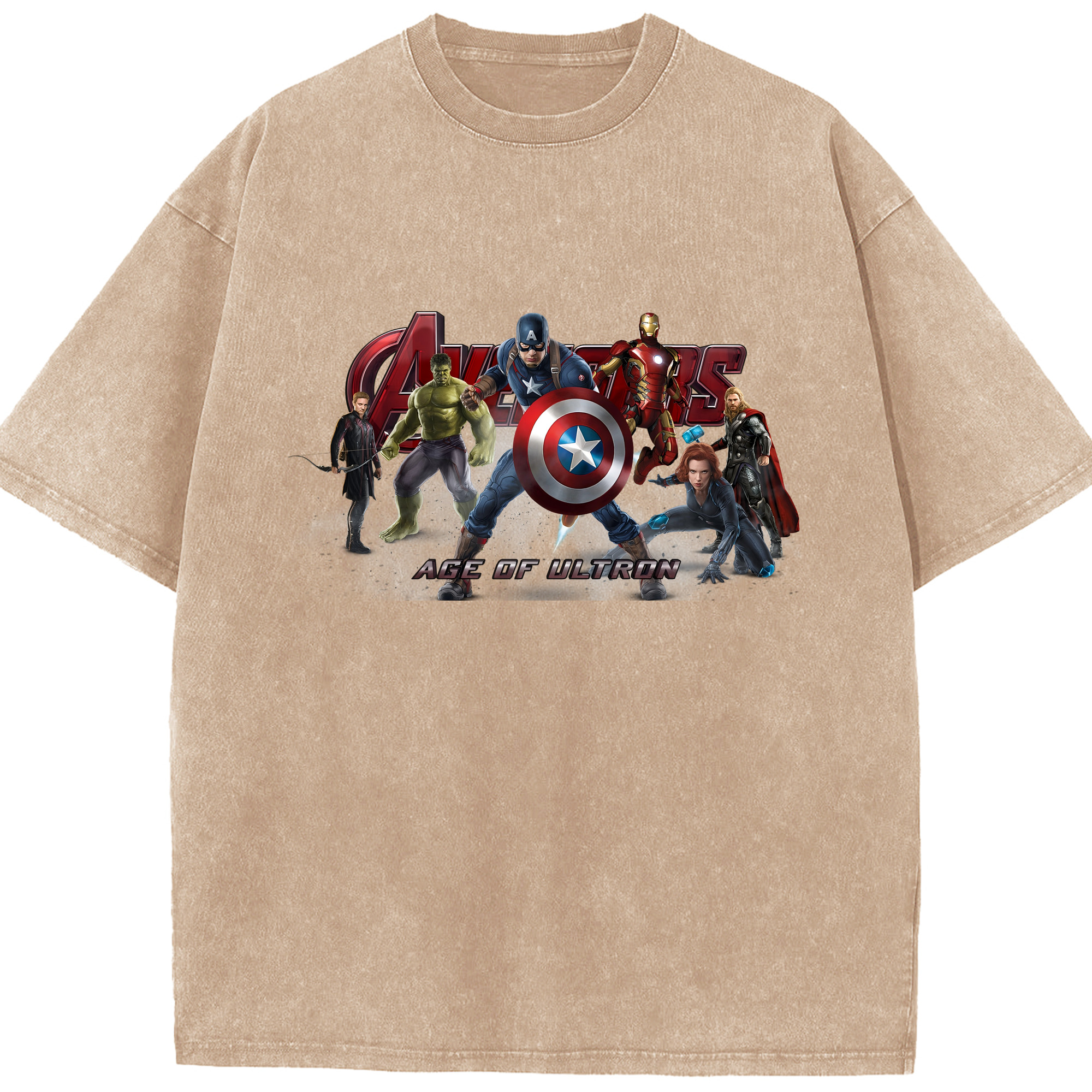 （画像用） アベンジャーズ The Avengers 綿100% ヴィンテージ風 半袖Tシャツ（フロントプリント）