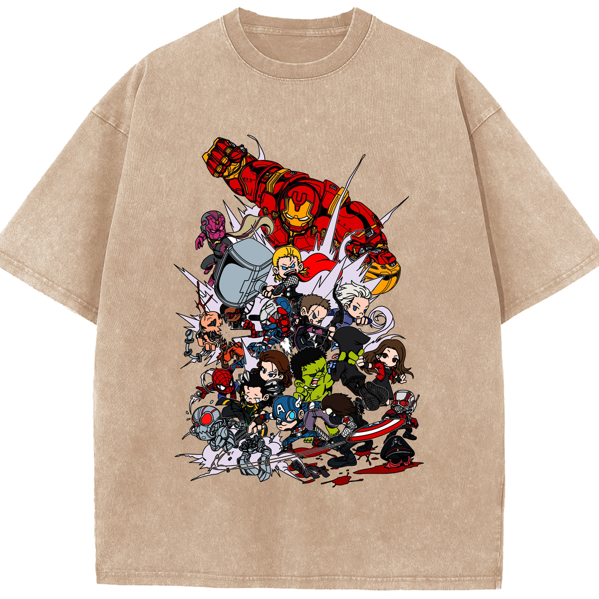 （画像用） アベンジャーズ The Avengers 綿100% ヴィンテージ風 半袖Tシャツ（フロントプリント）