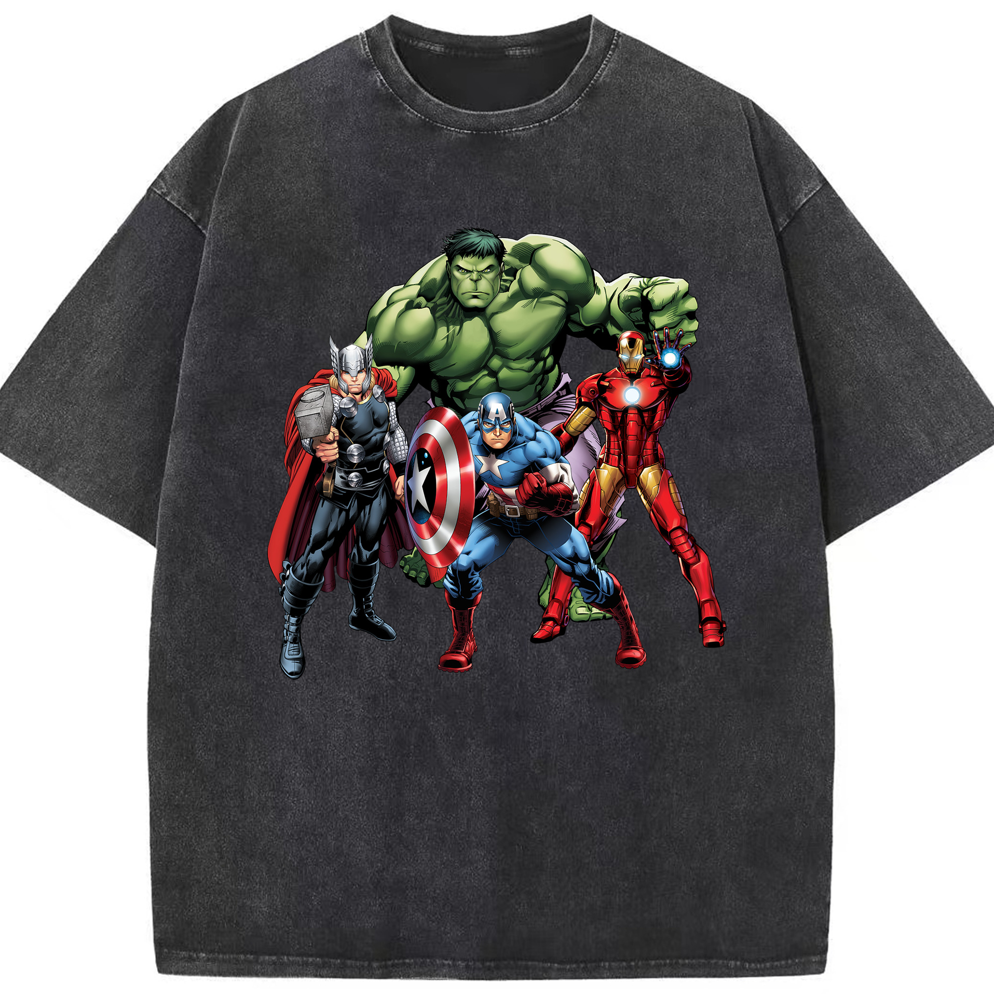 （画像用） アベンジャーズ The Avengers 綿100% ヴィンテージ風 半袖Tシャツ（フロントプリント）