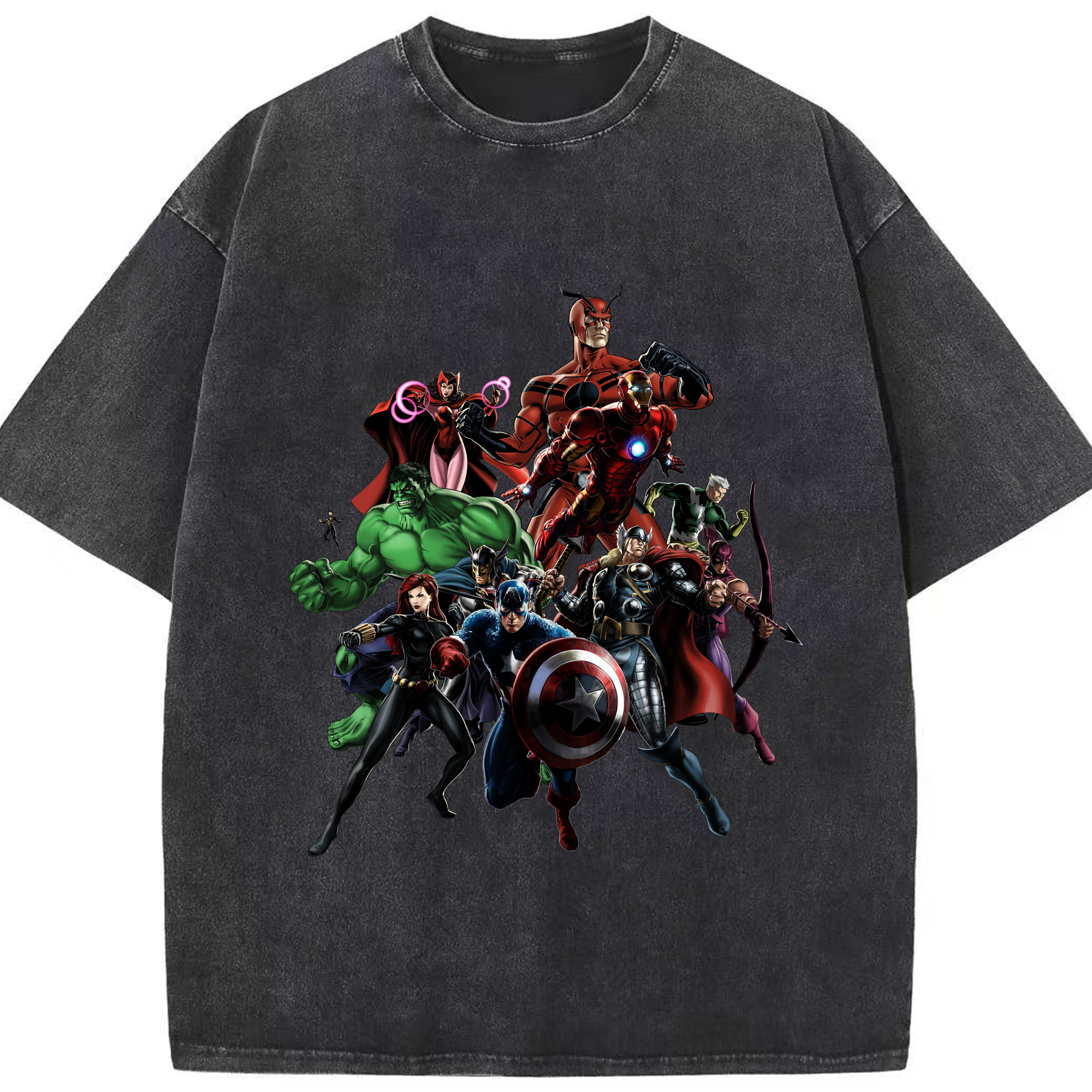 （画像用） アベンジャーズ The Avengers 綿100% ヴィンテージ風 半袖Tシャツ（フロントプリント）