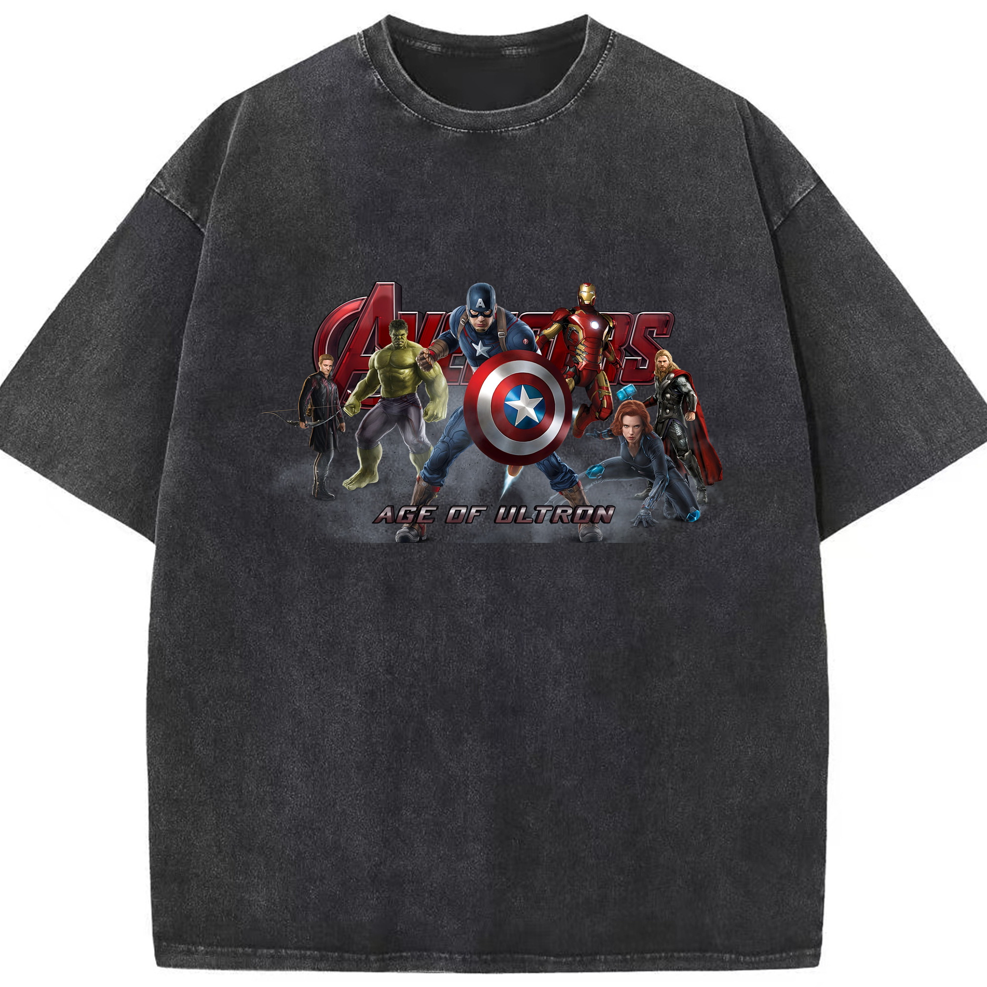 （画像用） アベンジャーズ The Avengers 綿100% ヴィンテージ風 半袖Tシャツ（フロントプリント）