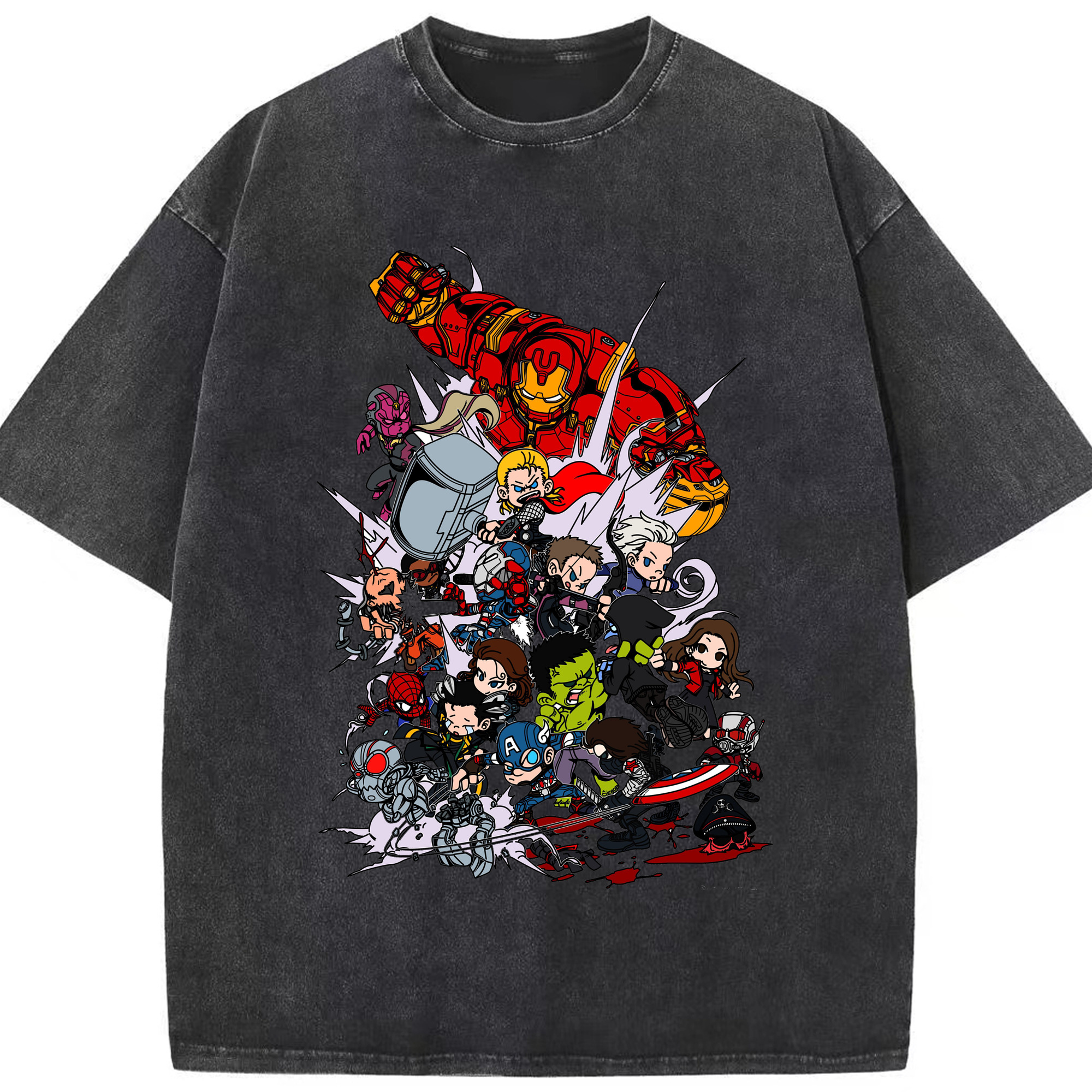 （画像用） アベンジャーズ The Avengers 綿100% ヴィンテージ風 半袖Tシャツ（フロントプリント）