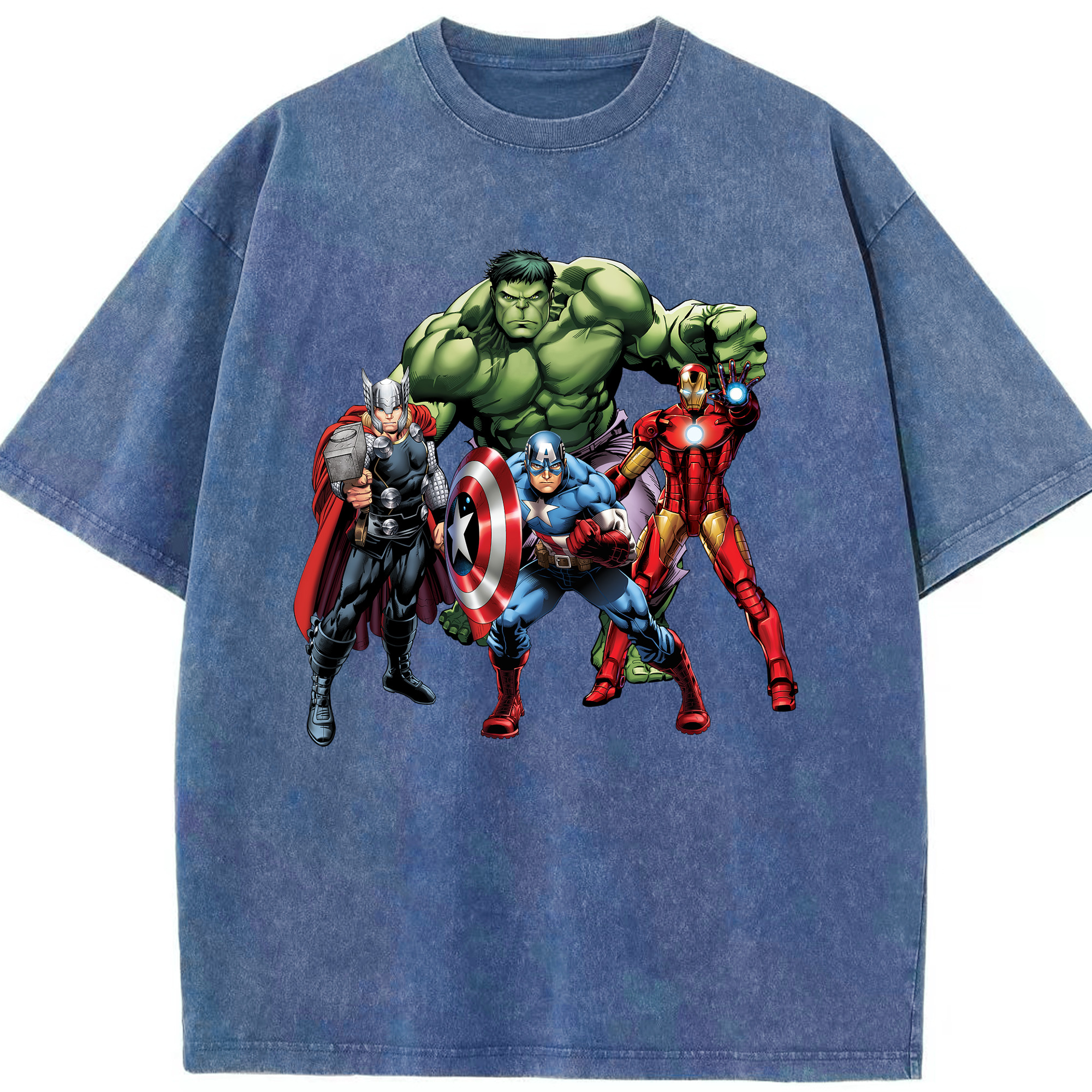 （画像用） アベンジャーズ The Avengers 綿100% ヴィンテージ風 半袖Tシャツ（フロントプリント）