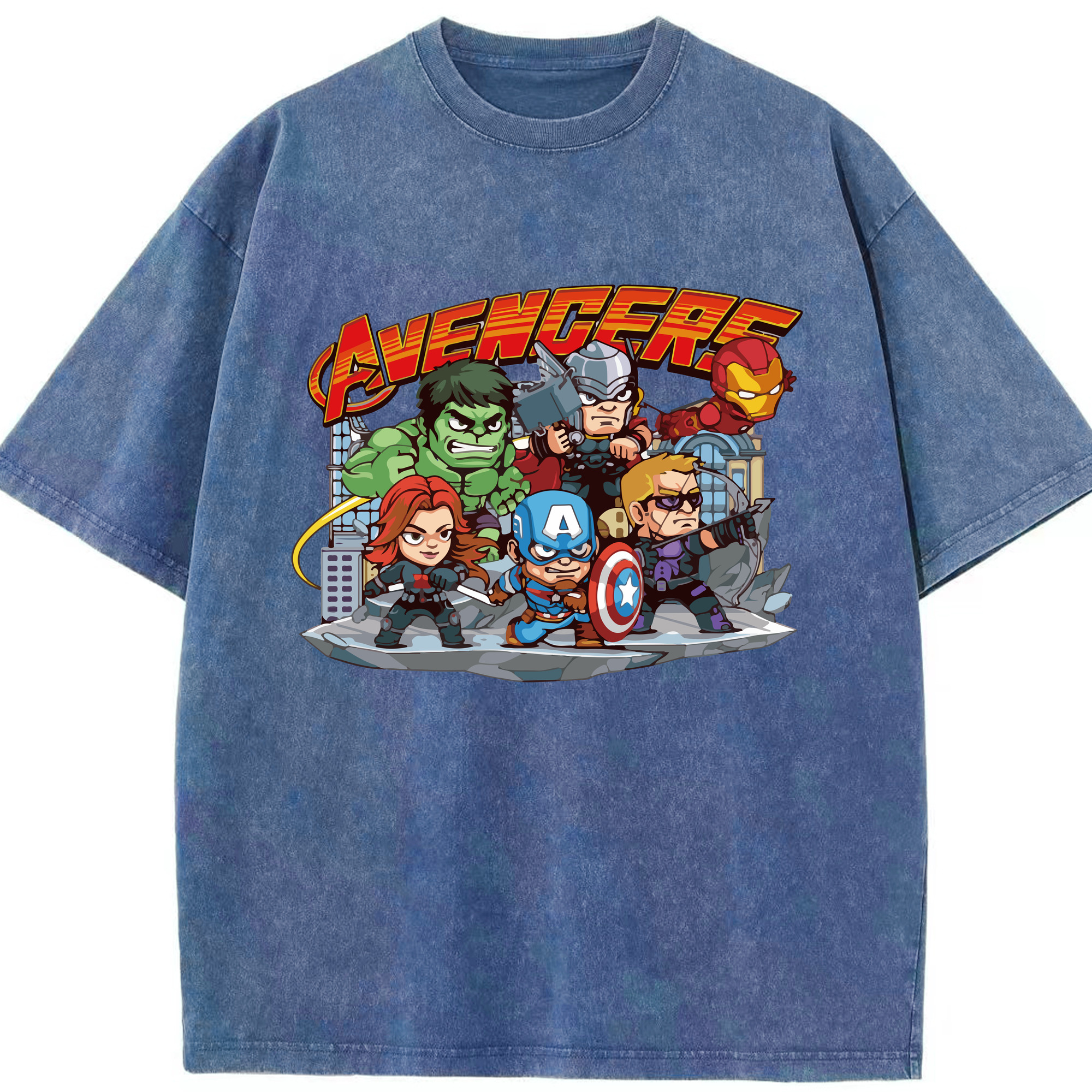 （画像用） アベンジャーズ The Avengers 綿100% ヴィンテージ風 半袖Tシャツ（フロントプリント）