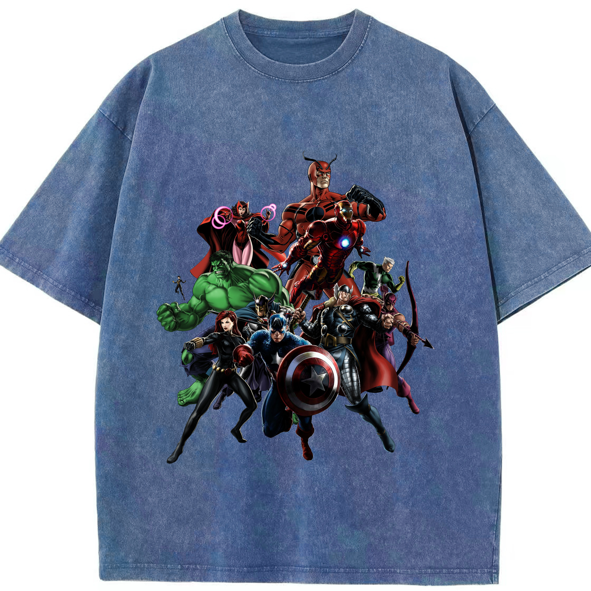 （画像用） アベンジャーズ The Avengers 綿100% ヴィンテージ風 半袖Tシャツ（フロントプリント）