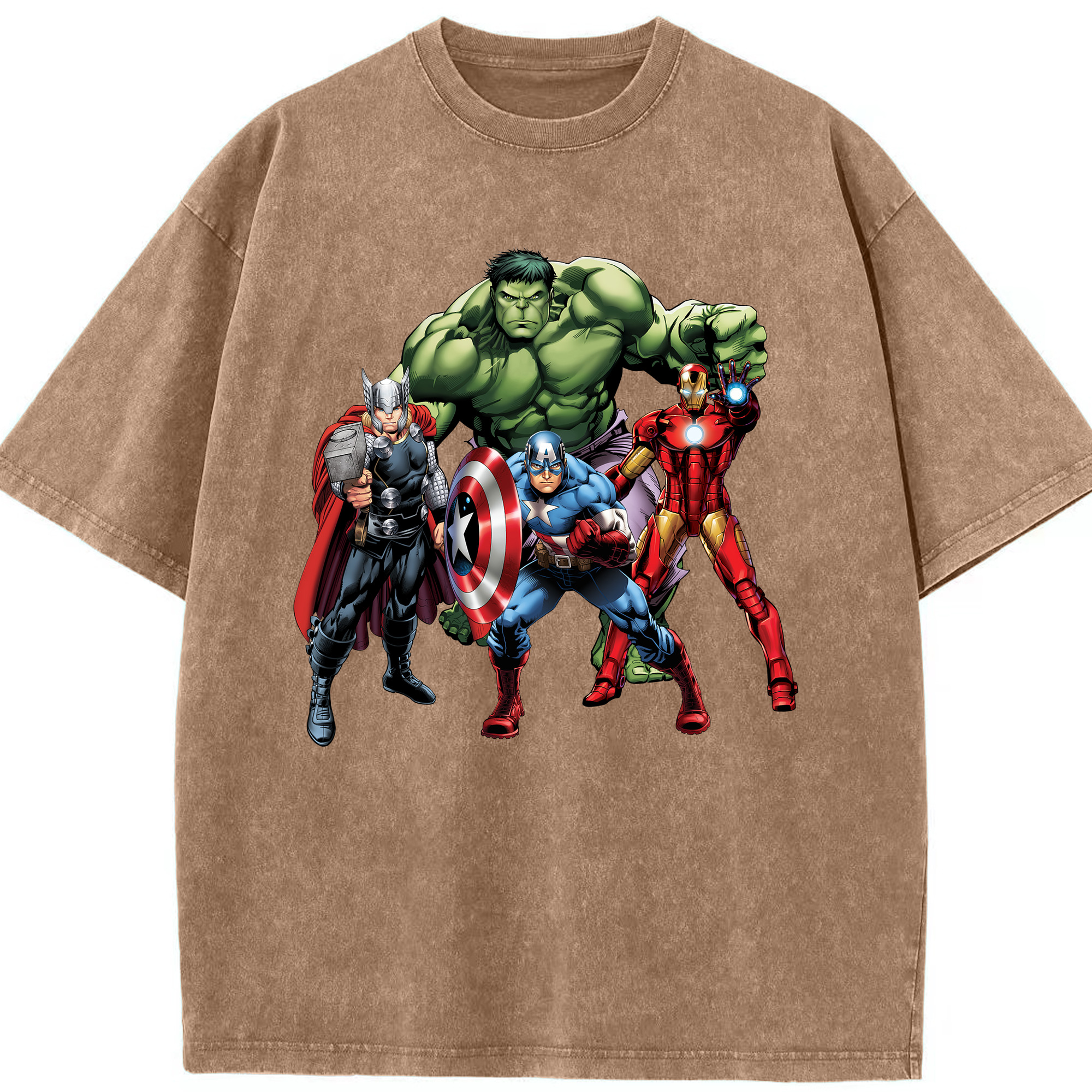 （画像用） アベンジャーズ The Avengers 綿100% ヴィンテージ風 半袖Tシャツ（フロントプリント）