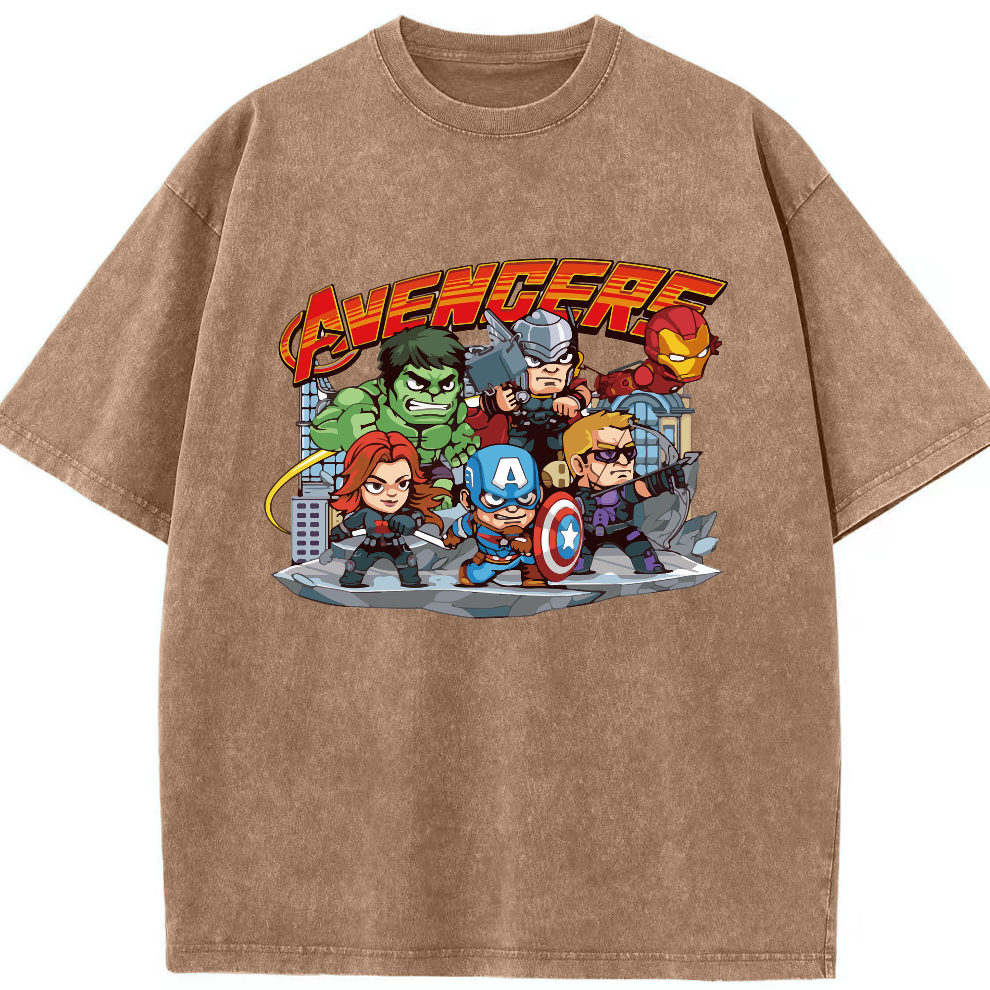（画像用） アベンジャーズ The Avengers 綿100% ヴィンテージ風 半袖Tシャツ（フロントプリント）