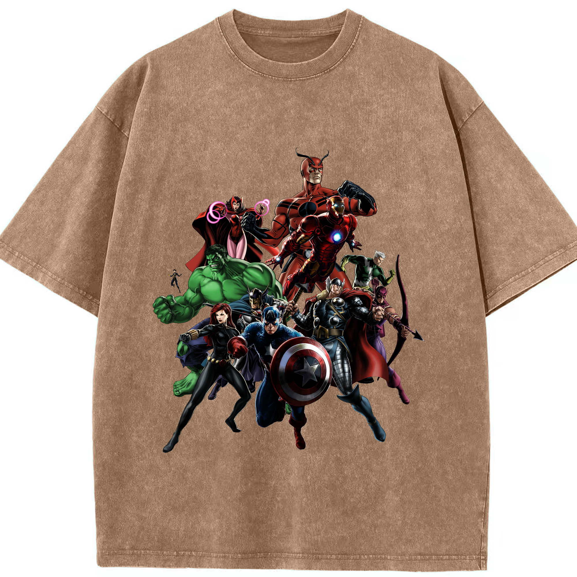 （画像用） アベンジャーズ The Avengers 綿100% ヴィンテージ風 半袖Tシャツ（フロントプリント）