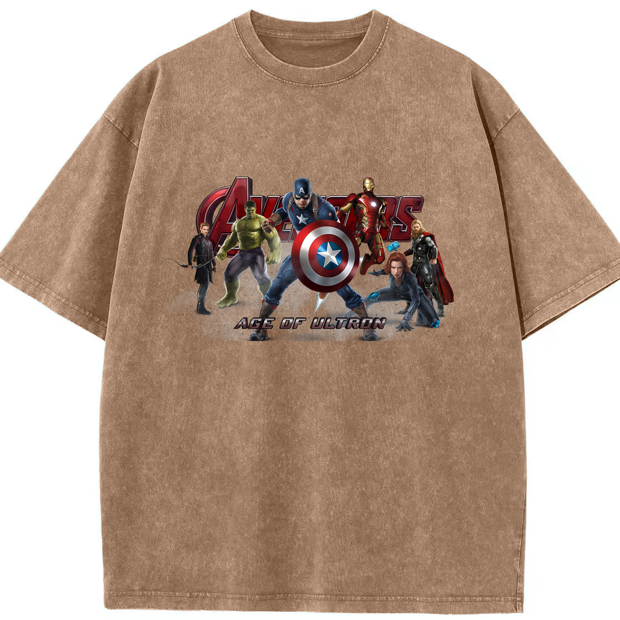 （画像用） アベンジャーズ The Avengers 綿100% ヴィンテージ風 半袖Tシャツ（フロントプリント）