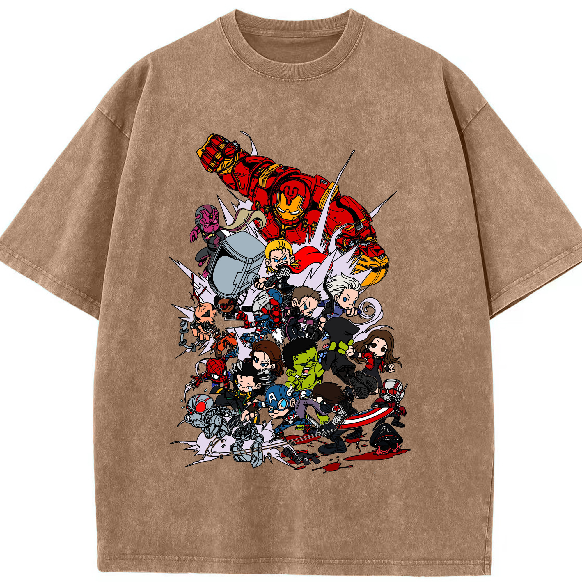 （画像用） アベンジャーズ The Avengers 綿100% ヴィンテージ風 半袖Tシャツ（フロントプリント）