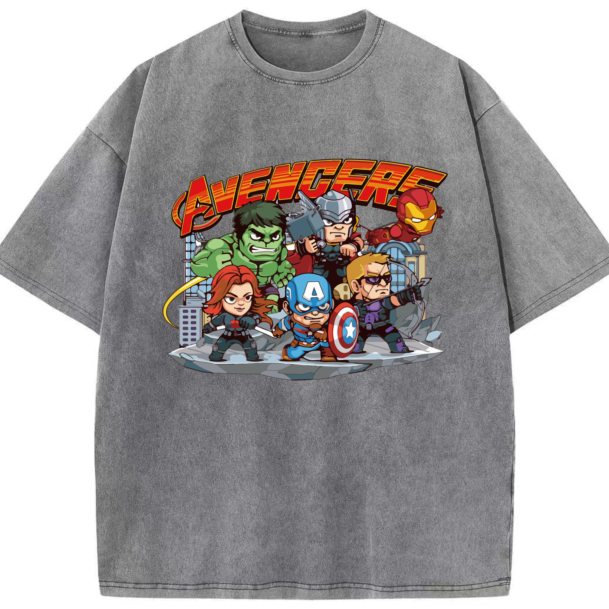 （画像用） アベンジャーズ The Avengers 綿100% ヴィンテージ風 半袖Tシャツ（フロントプリント）