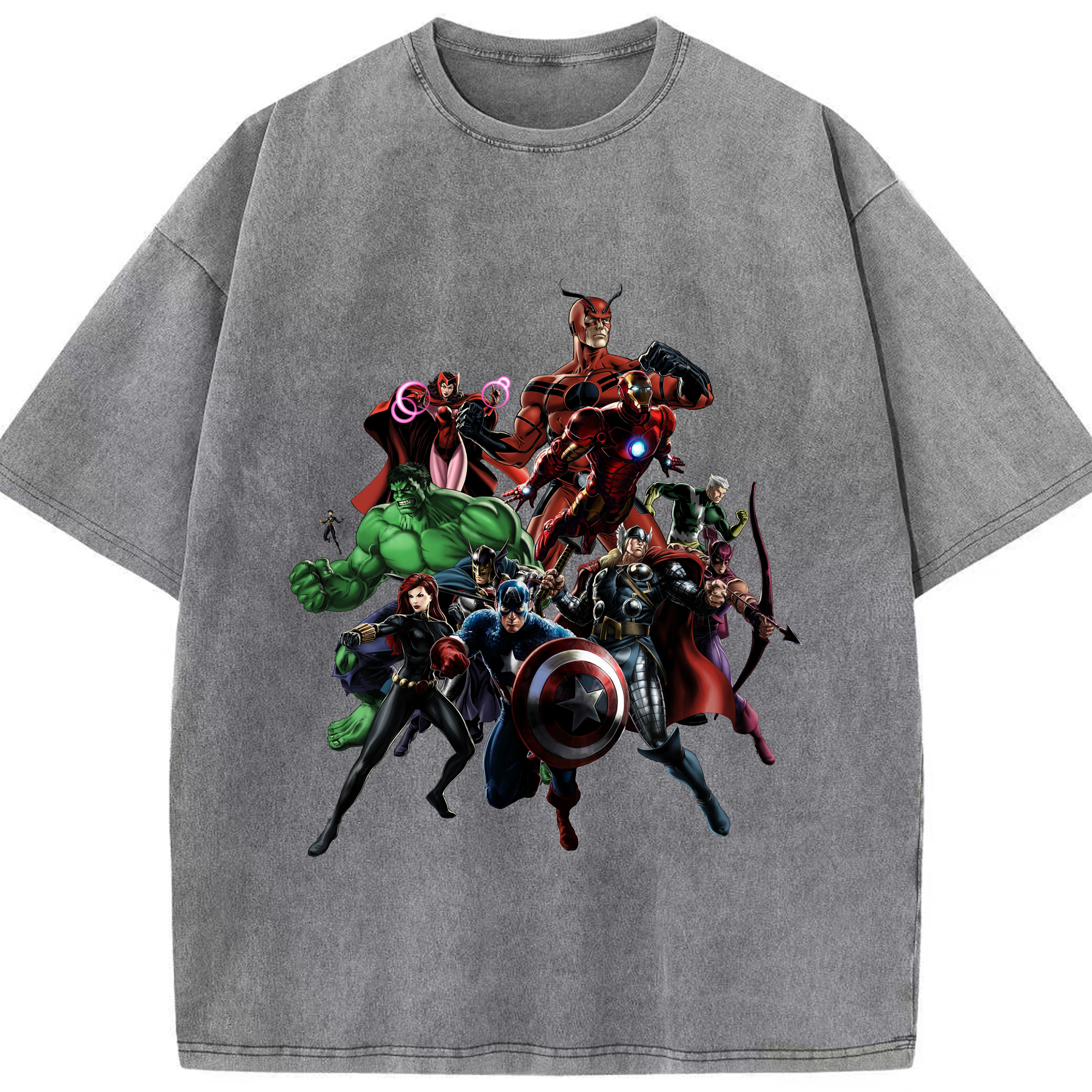 （画像用） アベンジャーズ The Avengers 綿100% ヴィンテージ風 半袖Tシャツ（フロントプリント）