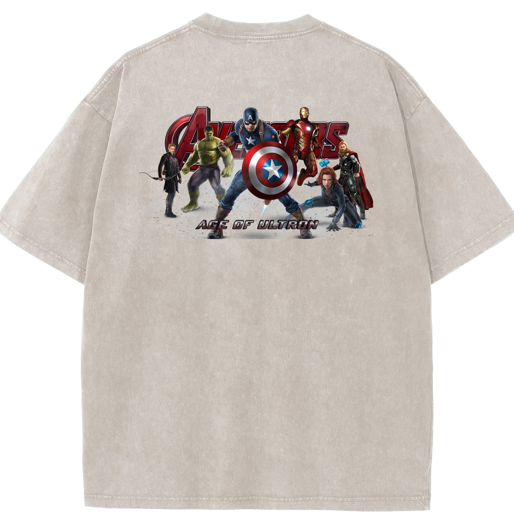 （画像用） アベンジャーズ The Avengers 綿100% ヴィンテージ風 半袖Tシャツ（背面プリント）