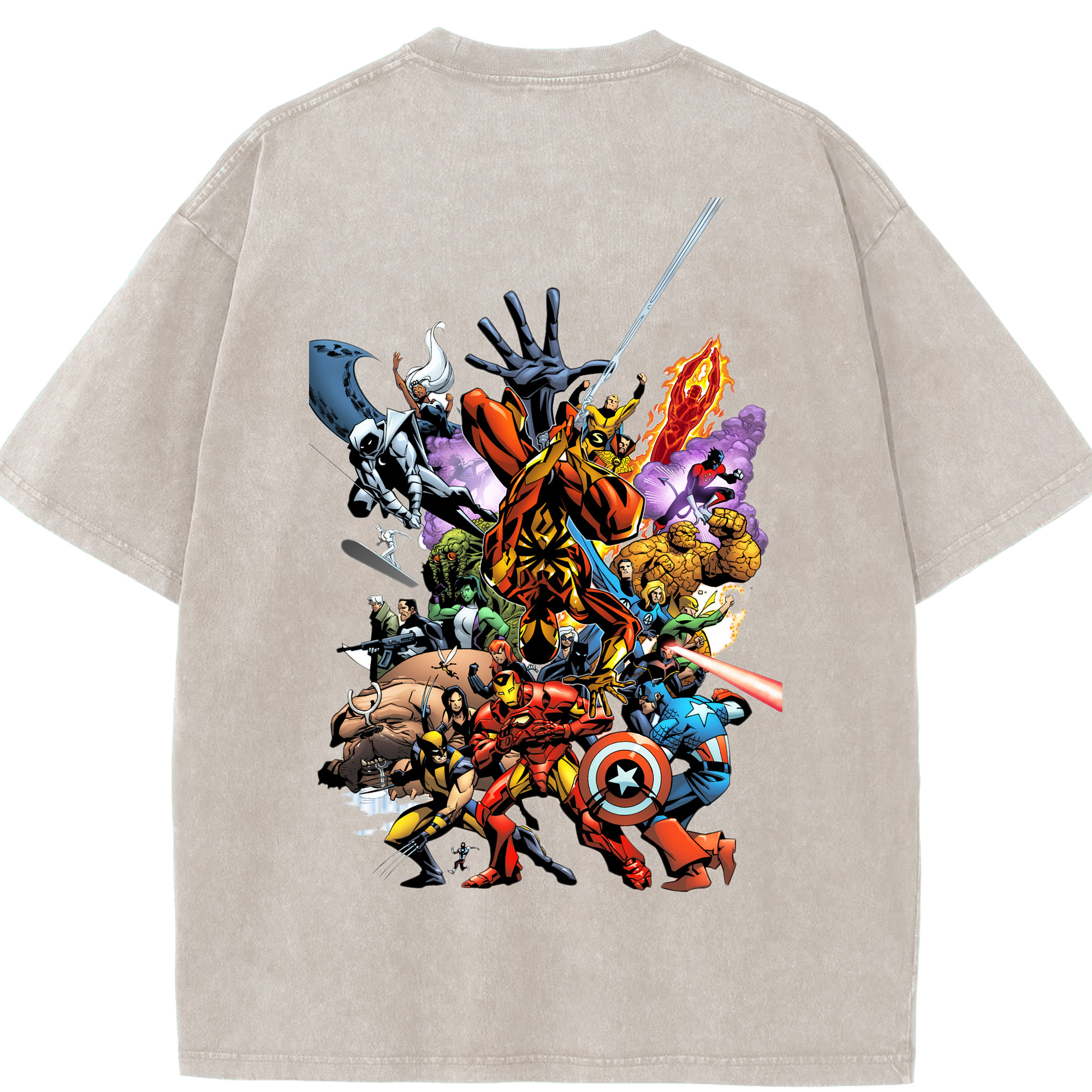 （画像用） アベンジャーズ The Avengers 綿100% ヴィンテージ風 半袖Tシャツ（背面プリント）