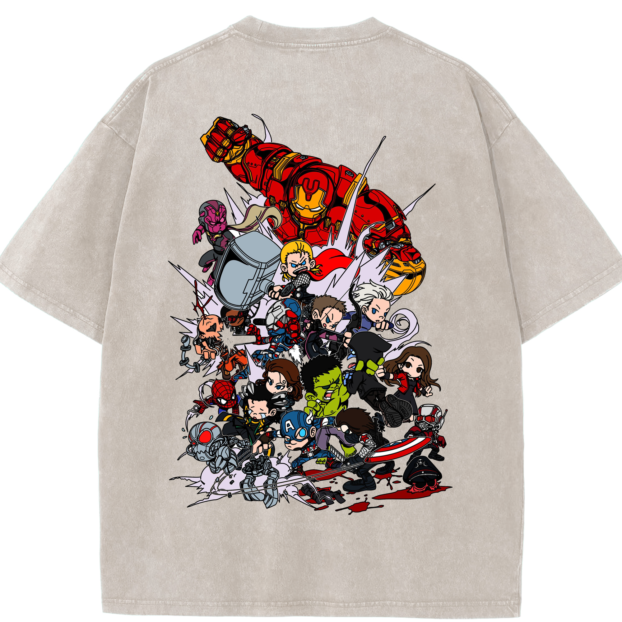 （画像用） アベンジャーズ The Avengers 綿100% ヴィンテージ風 半袖Tシャツ（背面プリント）