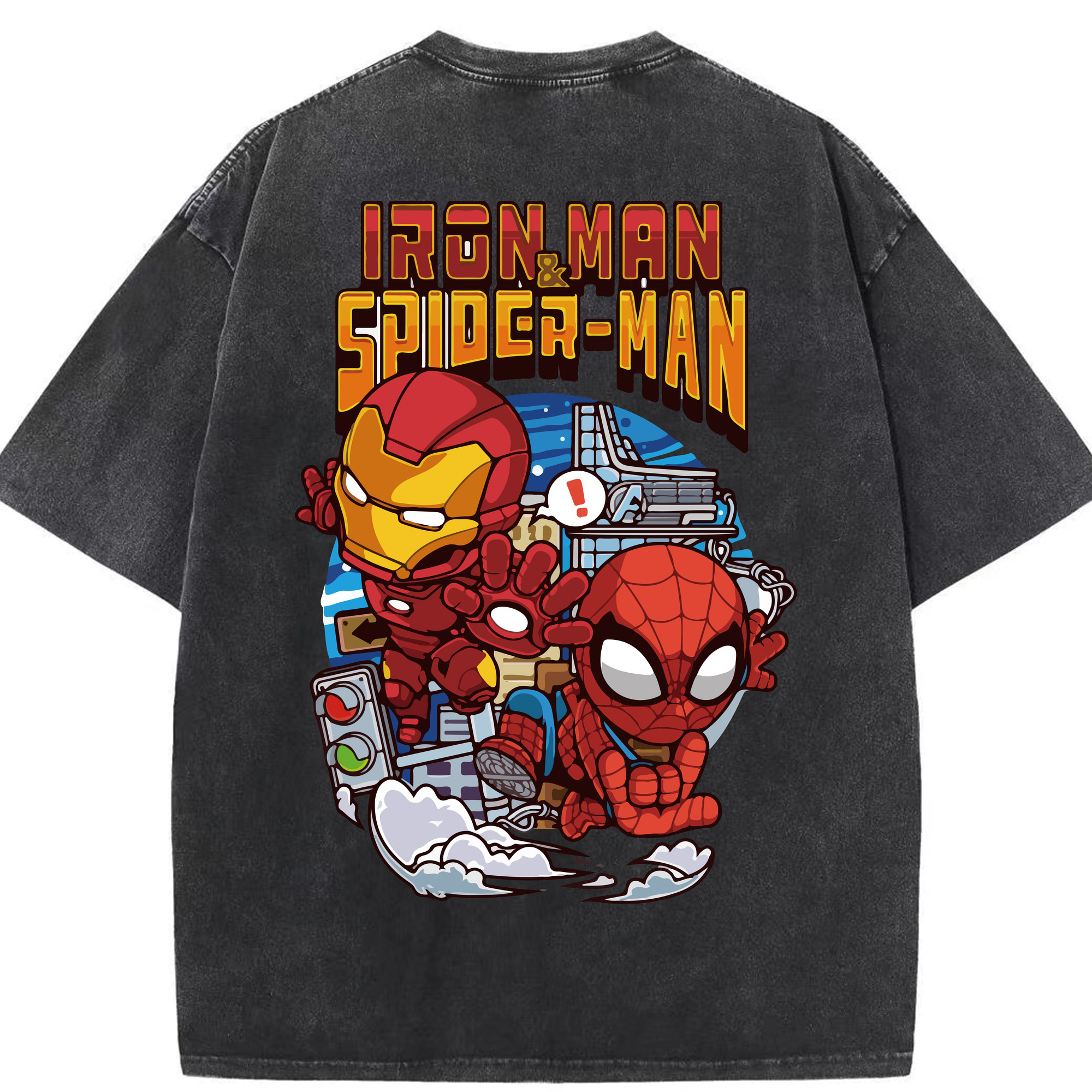 （画像用） アベンジャーズ The Avengers 綿100% ヴィンテージ風 半袖Tシャツ（背面プリント）
