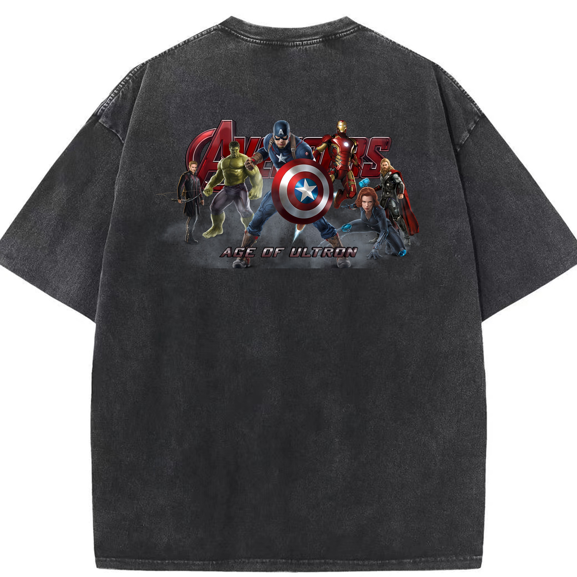（画像用） アベンジャーズ The Avengers 綿100% ヴィンテージ風 半袖Tシャツ（背面プリント）