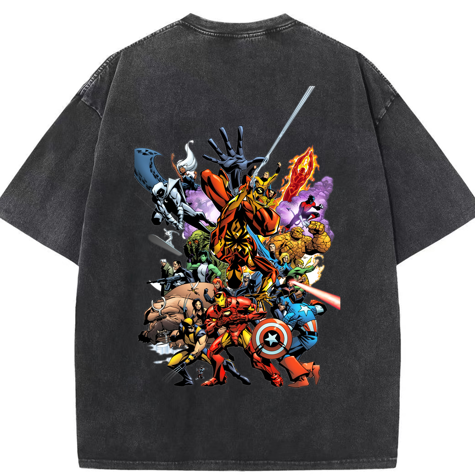 （画像用） アベンジャーズ The Avengers 綿100% ヴィンテージ風 半袖Tシャツ（背面プリント）