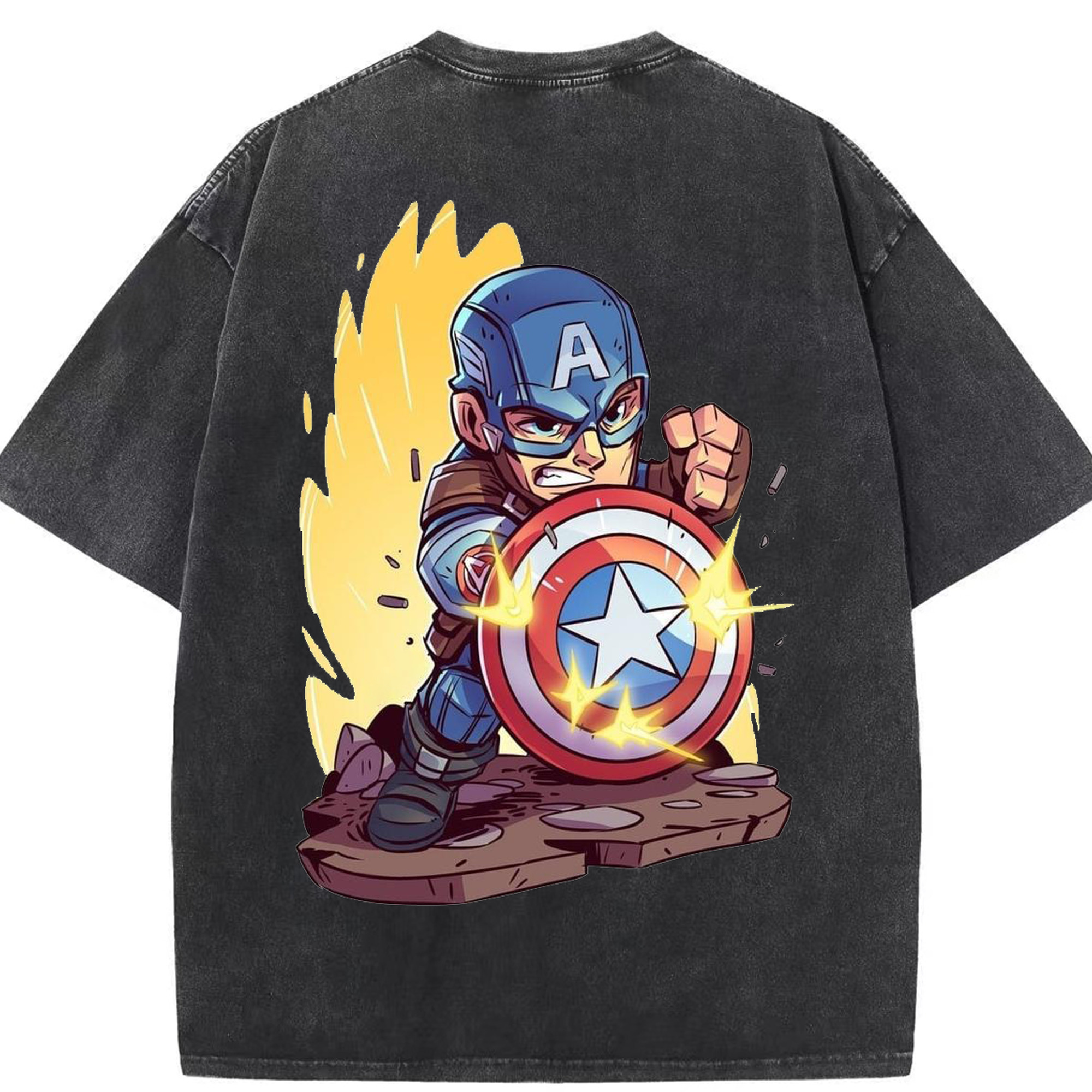 （画像用） アベンジャーズ The Avengers 綿100% ヴィンテージ風 半袖Tシャツ（背面プリント）