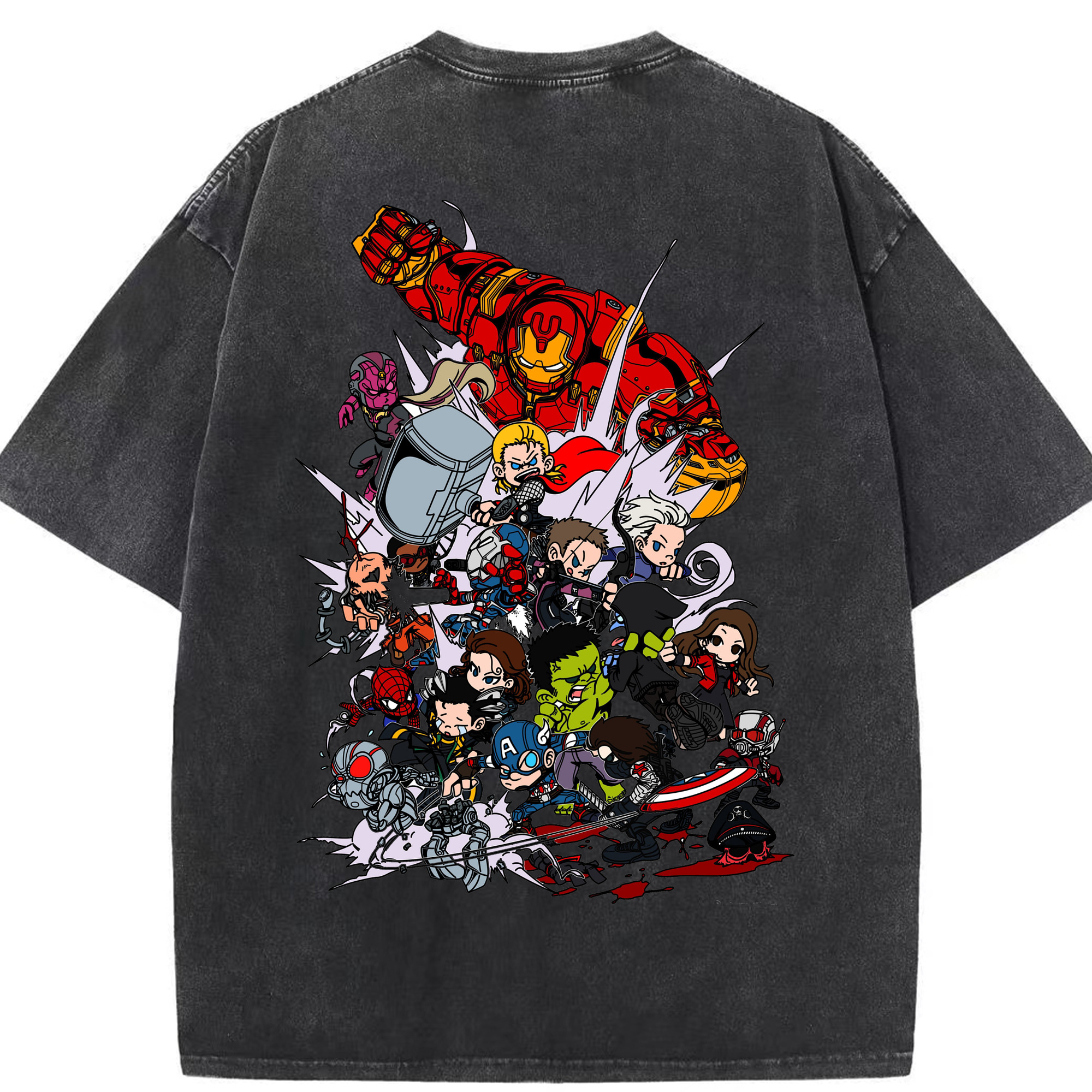 （画像用） アベンジャーズ The Avengers 綿100% ヴィンテージ風 半袖Tシャツ（背面プリント）