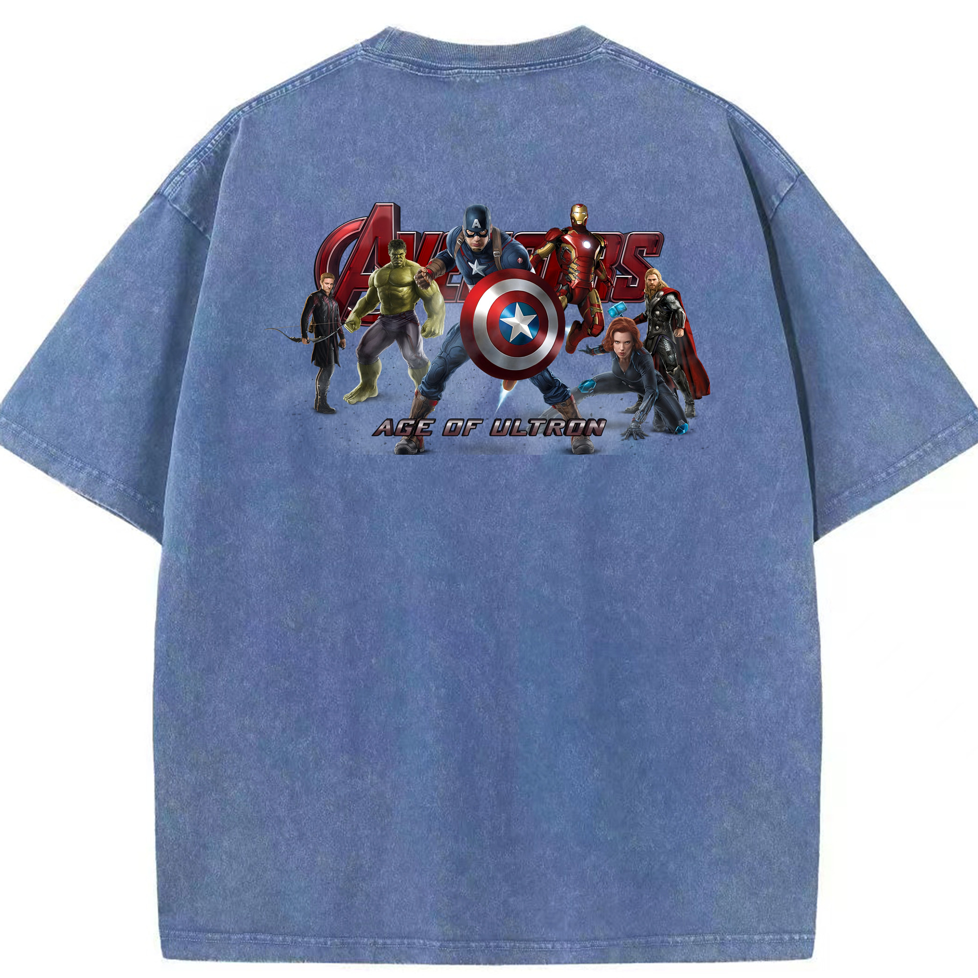 （画像用） アベンジャーズ The Avengers 綿100% ヴィンテージ風 半袖Tシャツ（背面プリント）