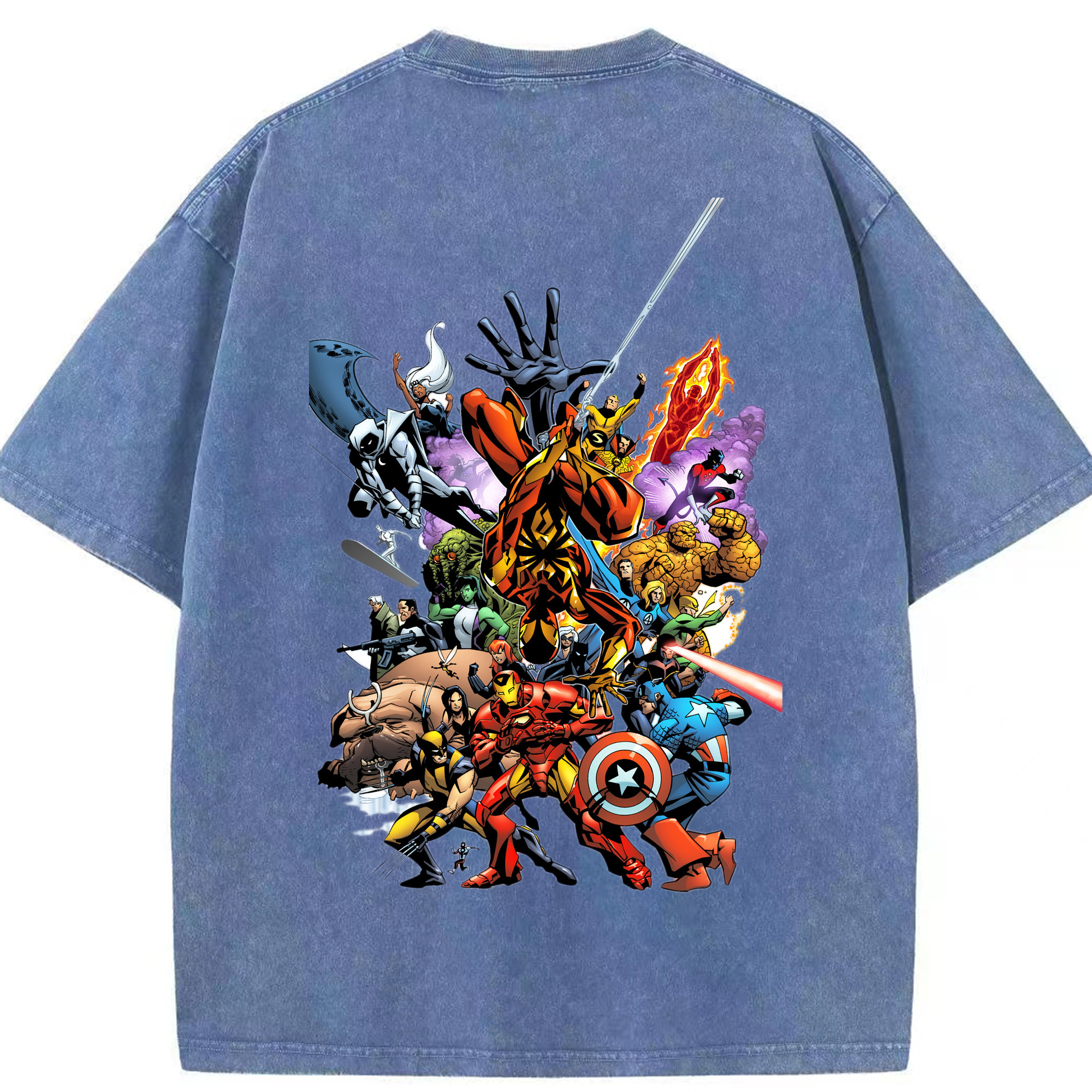 （画像用） アベンジャーズ The Avengers 綿100% ヴィンテージ風 半袖Tシャツ（背面プリント）