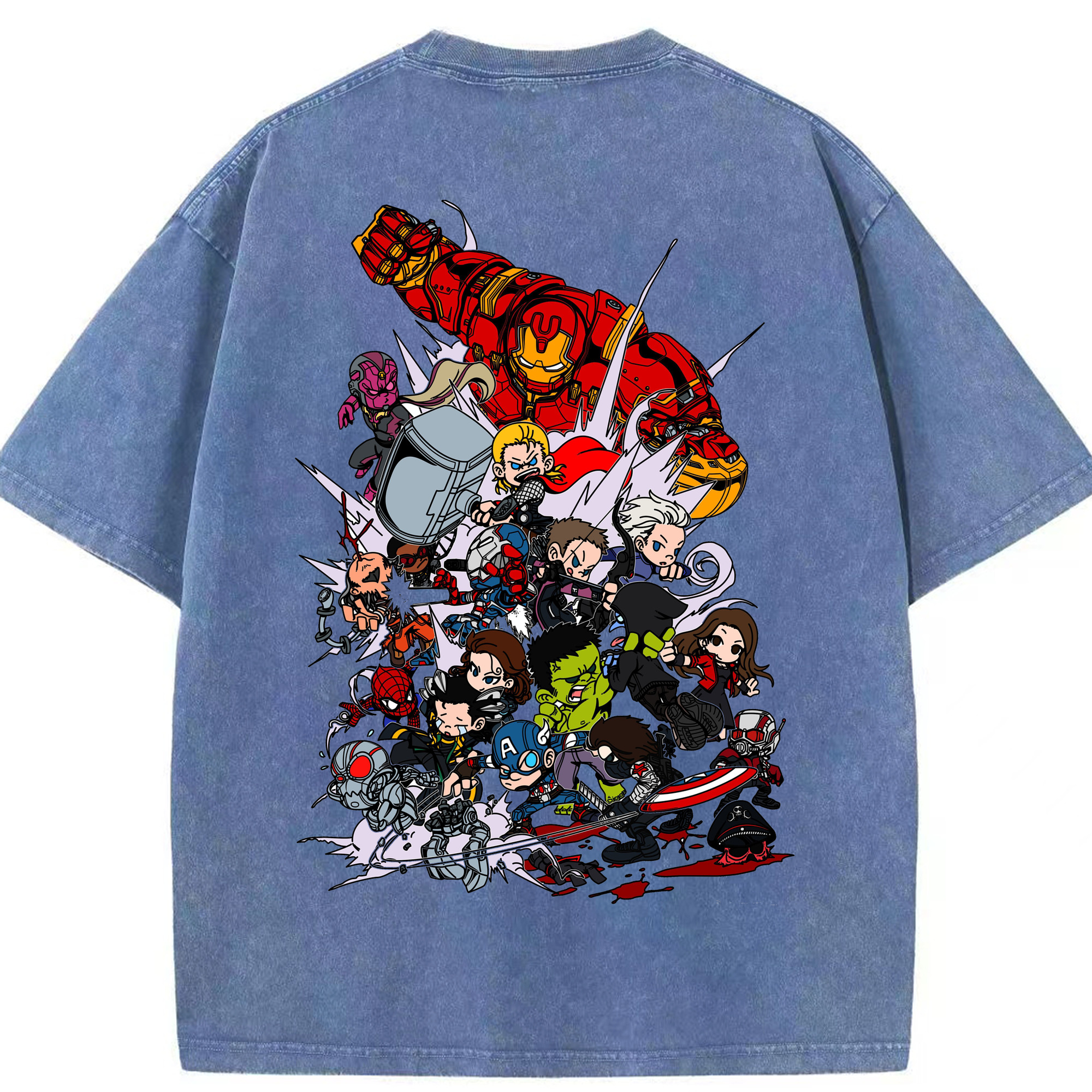 （画像用） アベンジャーズ The Avengers 綿100% ヴィンテージ風 半袖Tシャツ（背面プリント）