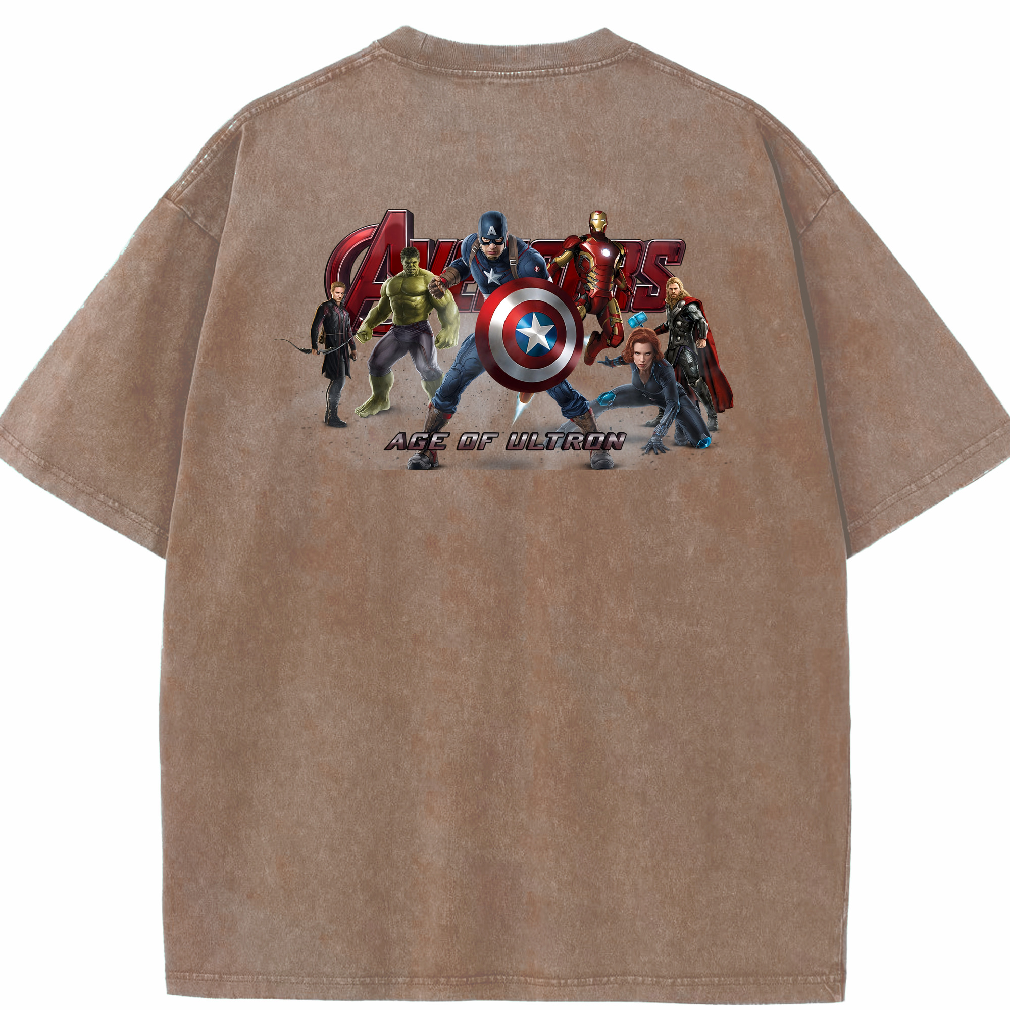 （画像用） アベンジャーズ The Avengers 綿100% ヴィンテージ風 半袖Tシャツ（背面プリント）