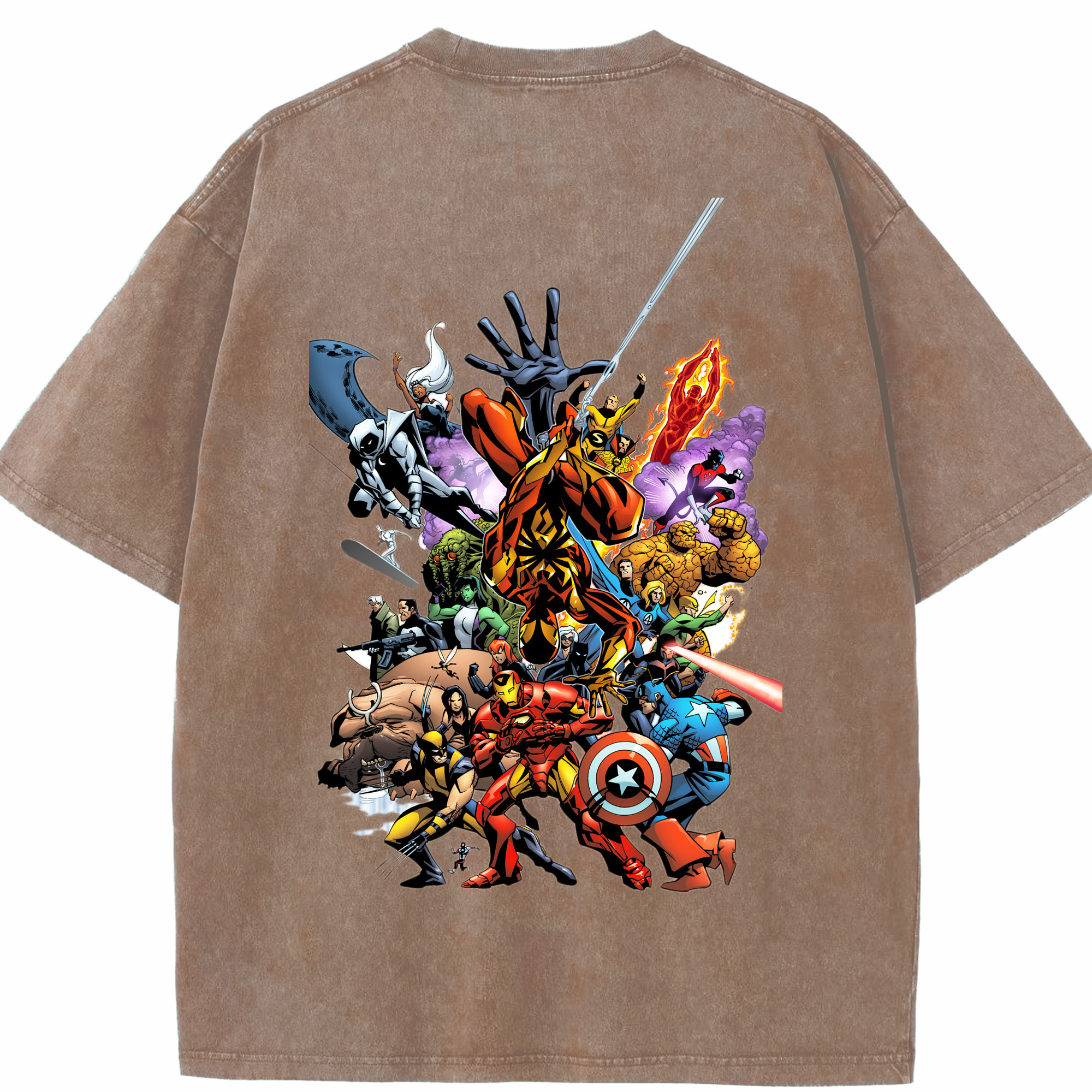 （画像用） アベンジャーズ The Avengers 綿100% ヴィンテージ風 半袖Tシャツ（背面プリント）