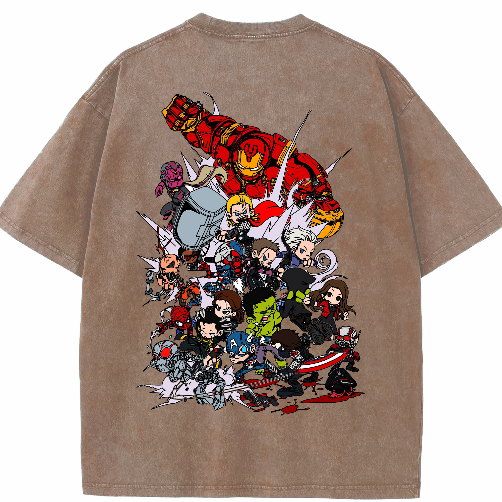 （画像用） アベンジャーズ The Avengers 綿100% ヴィンテージ風 半袖Tシャツ（背面プリント）