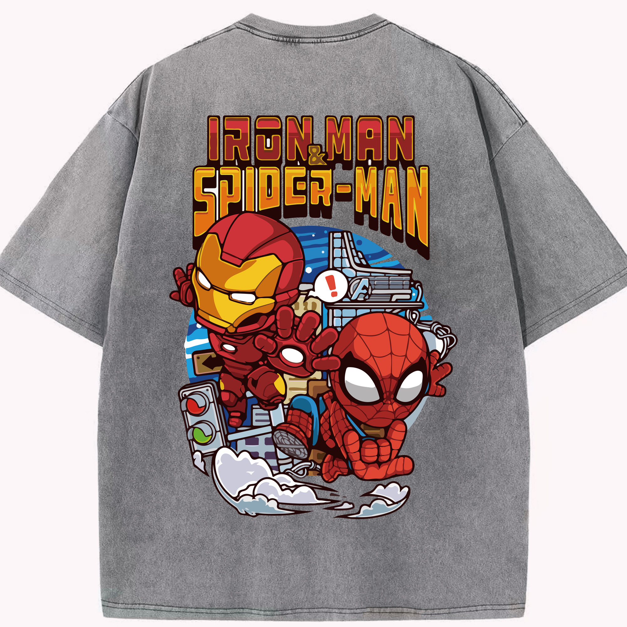 （画像用） アベンジャーズ The Avengers 綿100% ヴィンテージ風 半袖Tシャツ（背面プリント）