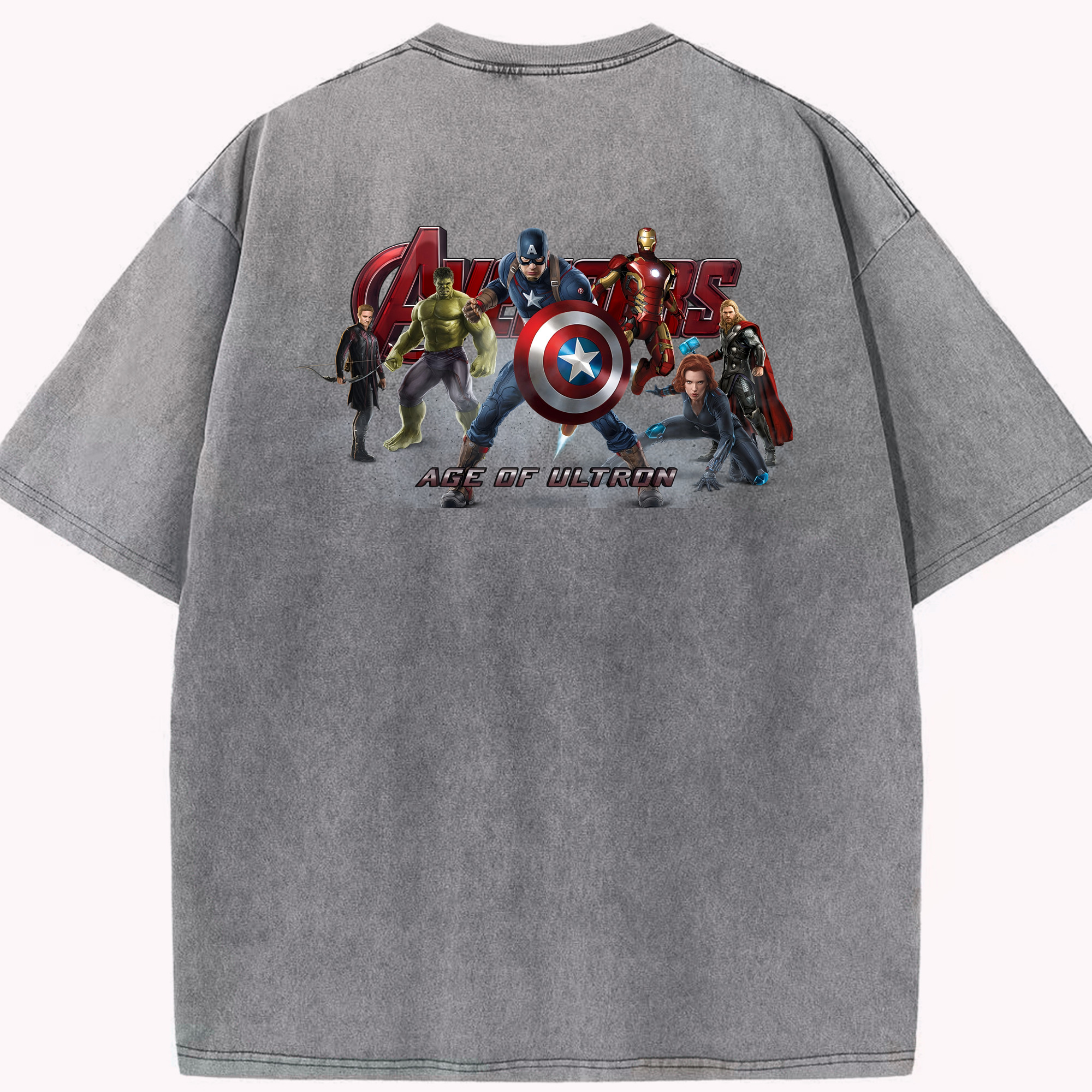 （画像用） アベンジャーズ The Avengers 綿100% ヴィンテージ風 半袖Tシャツ（背面プリント）