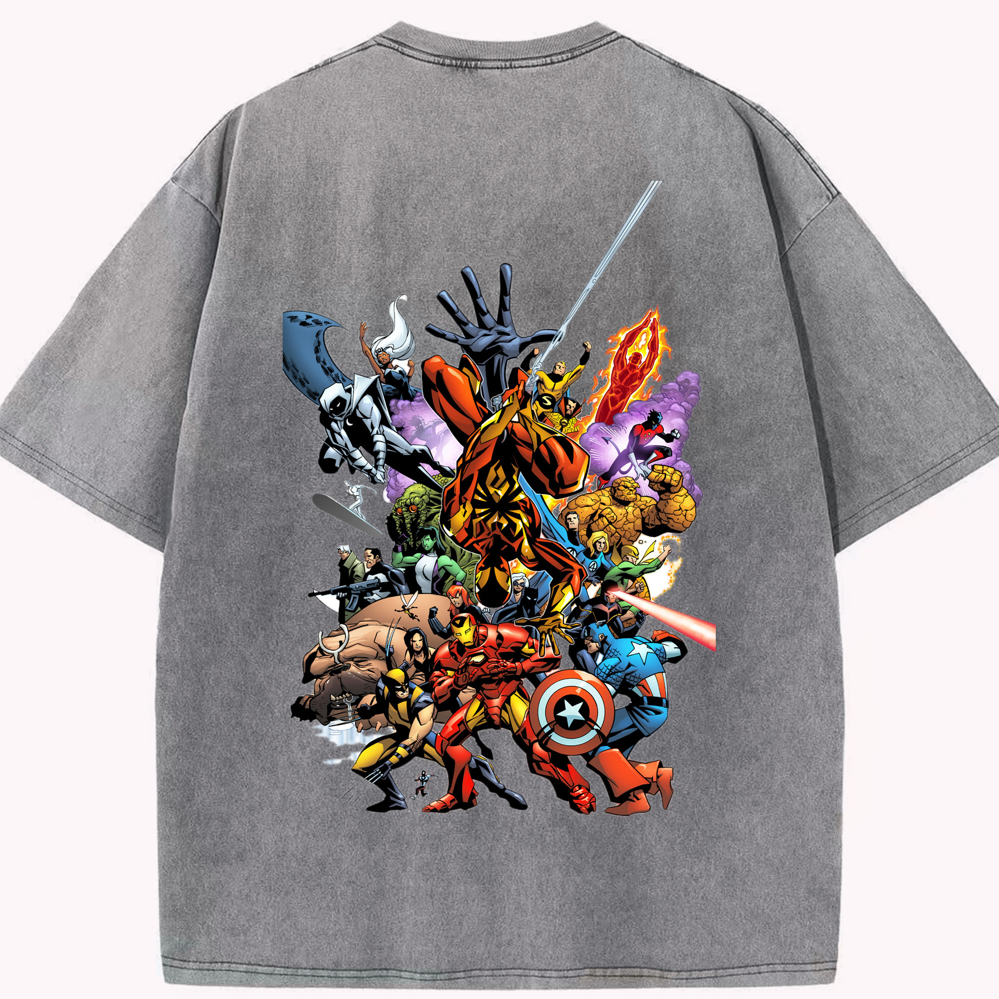 （画像用） アベンジャーズ The Avengers 綿100% ヴィンテージ風 半袖Tシャツ（背面プリント）