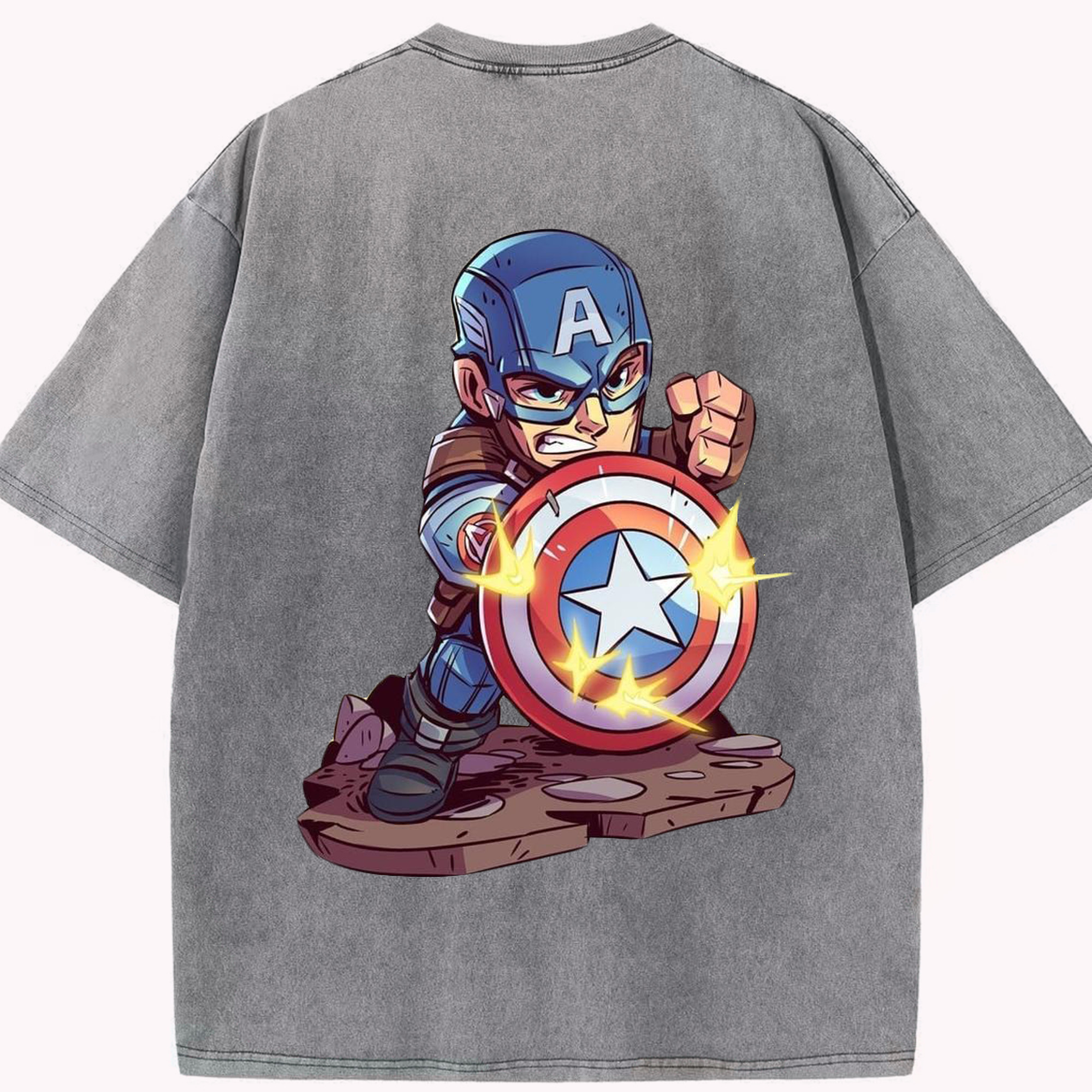 （画像用） アベンジャーズ The Avengers 綿100% ヴィンテージ風 半袖Tシャツ（背面プリント）