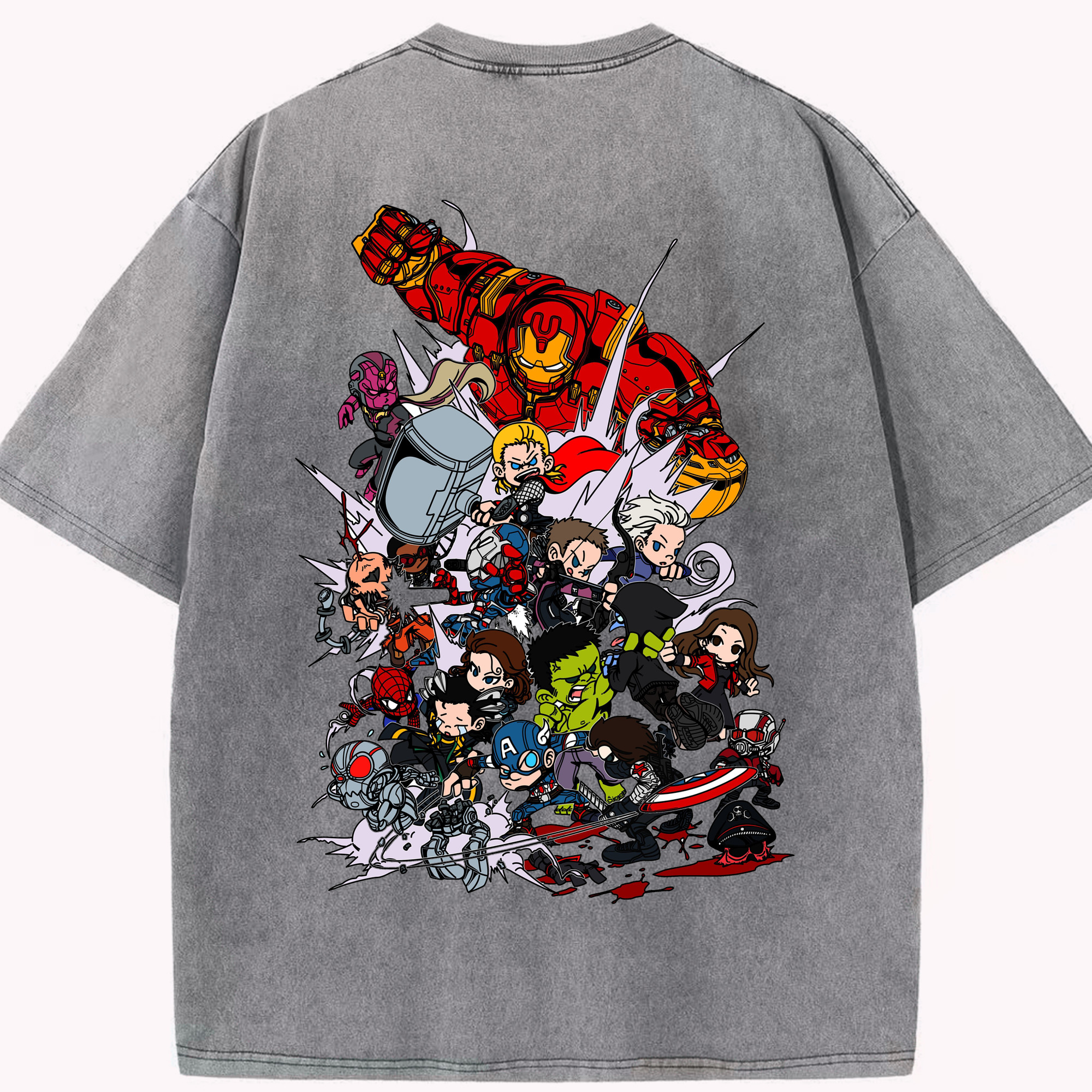 （画像用） アベンジャーズ The Avengers 綿100% ヴィンテージ風 半袖Tシャツ（背面プリント）