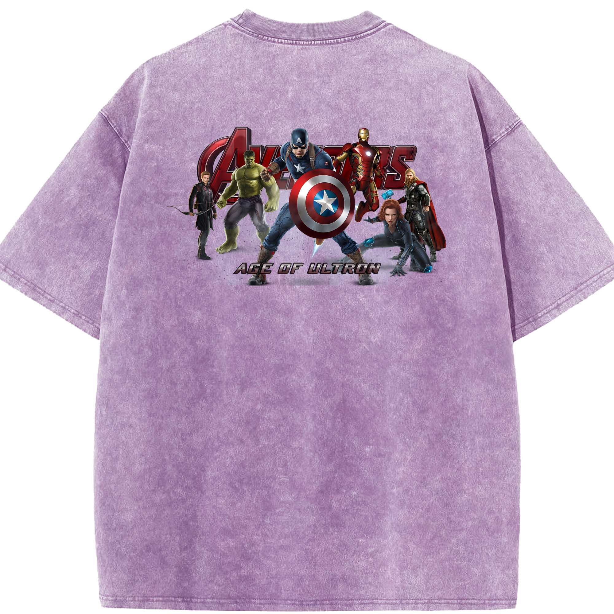 （画像用） アベンジャーズ The Avengers 綿100% ヴィンテージ風 半袖Tシャツ（背面プリント）