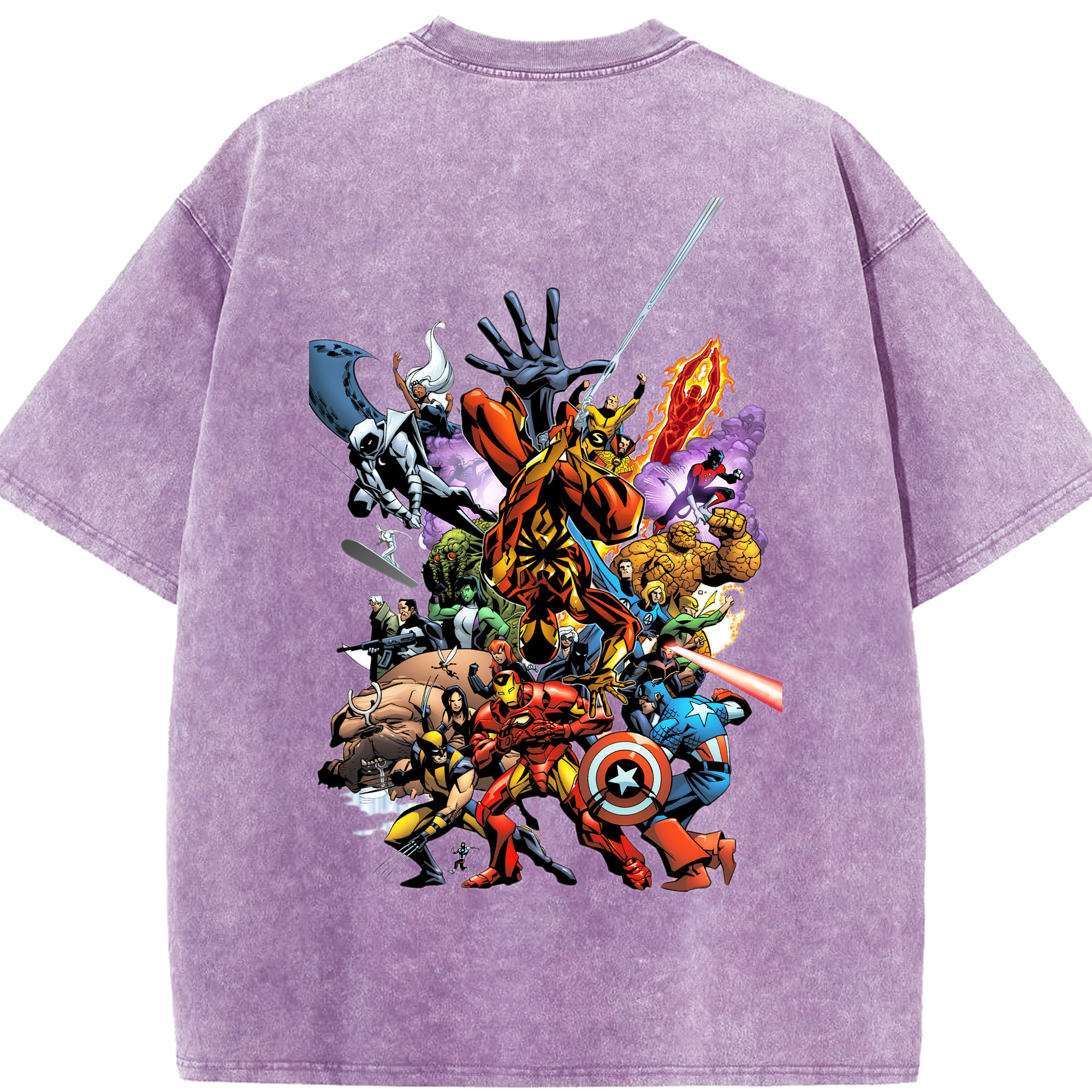 （画像用） アベンジャーズ The Avengers 綿100% ヴィンテージ風 半袖Tシャツ（背面プリント）