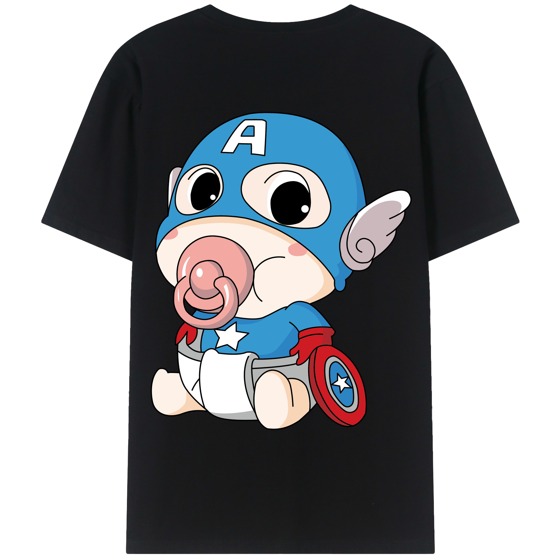 （画像用） アベンジャーズ The Avengers 綿100％ メンズ半袖Tシャツ（バックプリント） 通気性