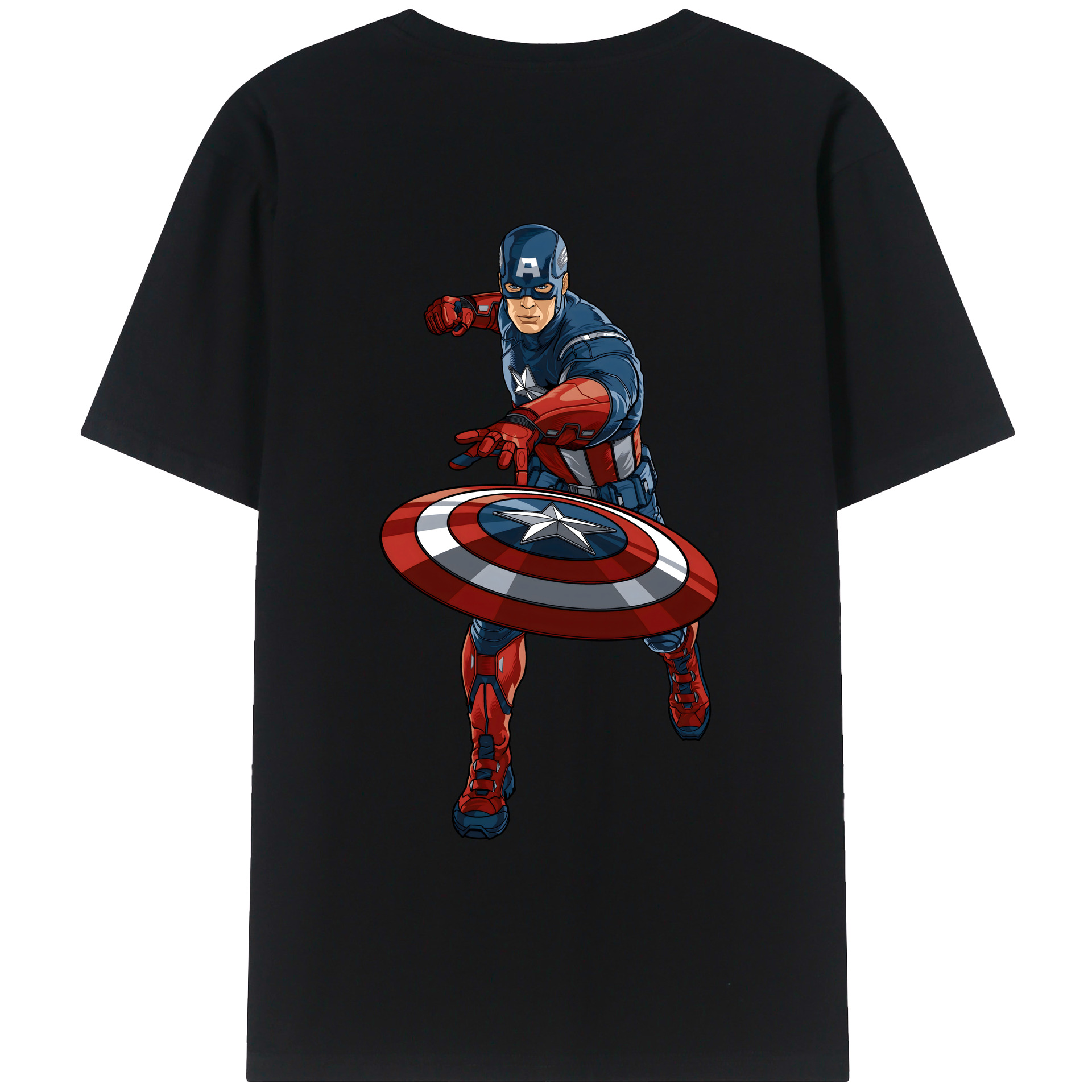 （画像用） アベンジャーズ The Avengers 綿100％ メンズ半袖Tシャツ（バックプリント） 通気性