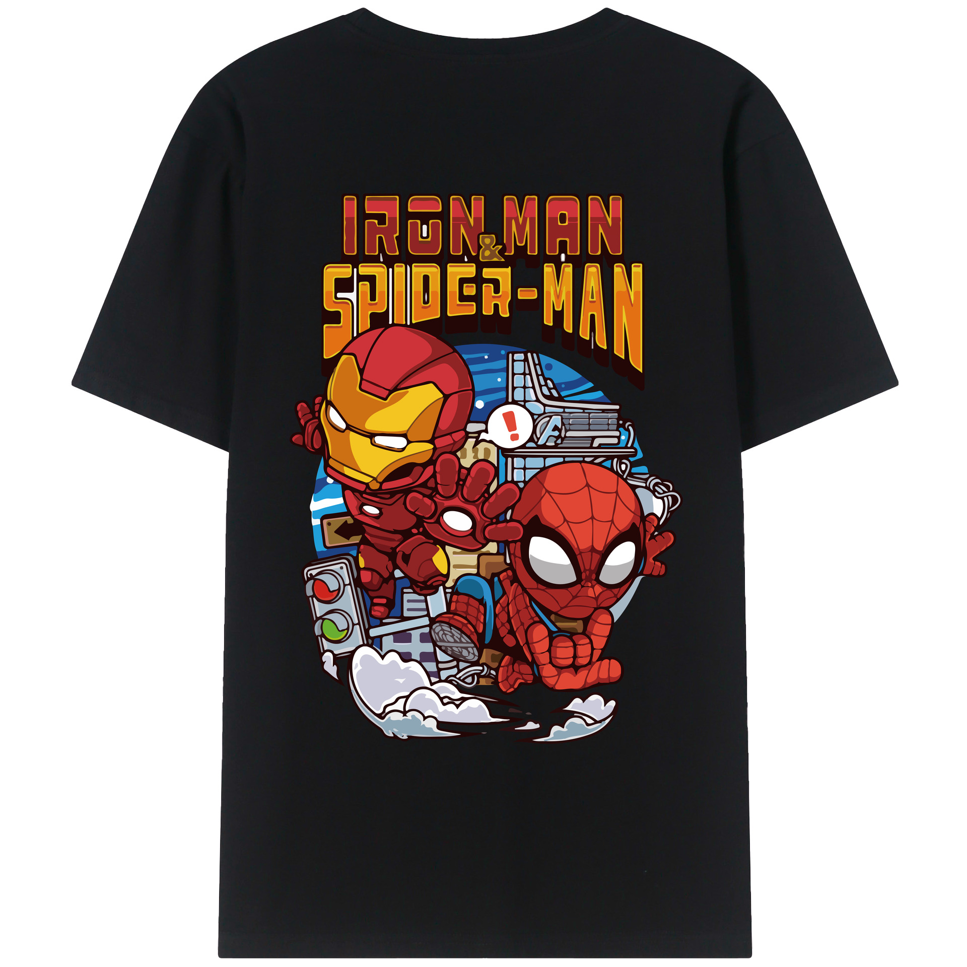 （画像用） アベンジャーズ The Avengers 綿100％ メンズ半袖Tシャツ（バックプリント） 通気性