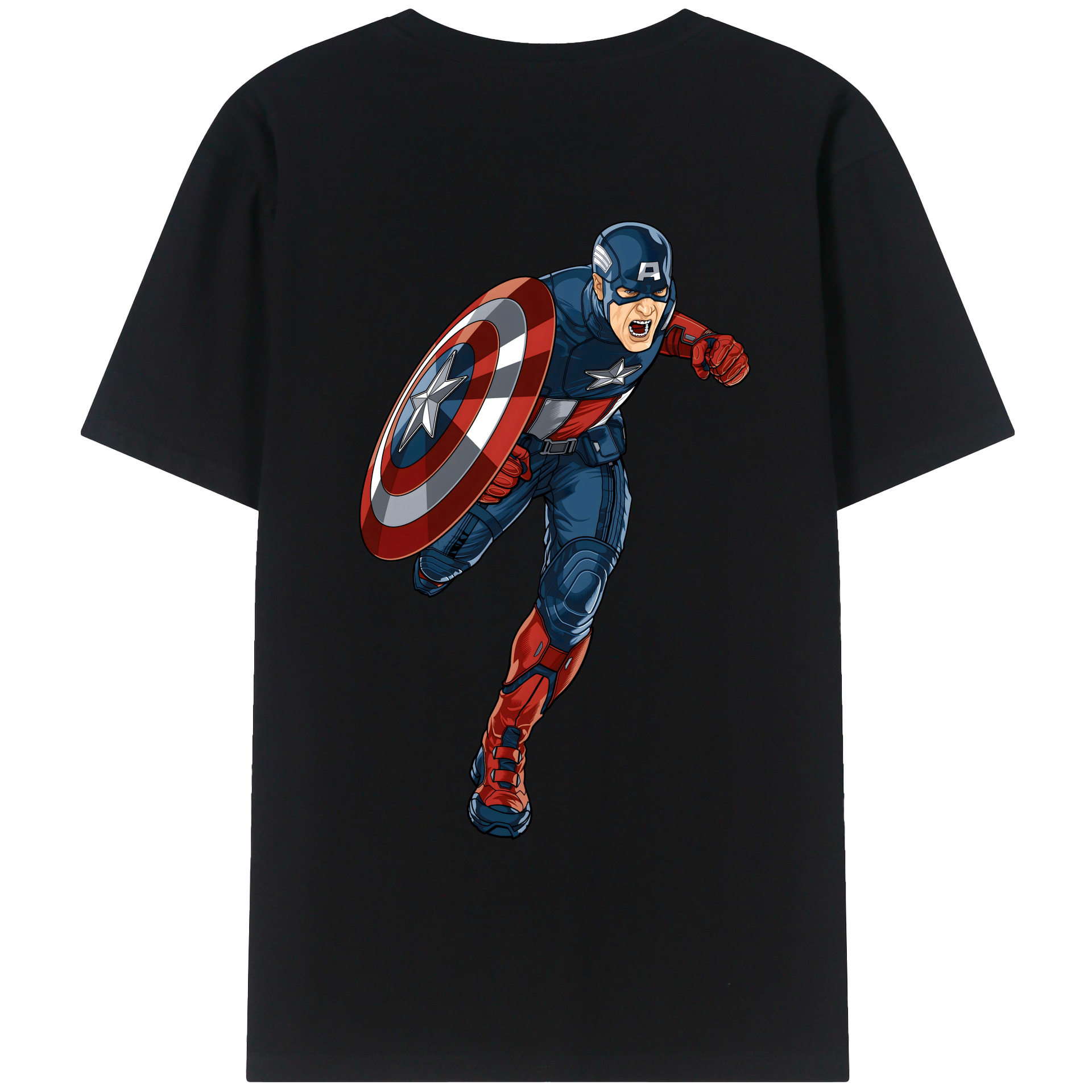 （画像用） アベンジャーズ The Avengers 綿100％ メンズ半袖Tシャツ（バックプリント） 通気性