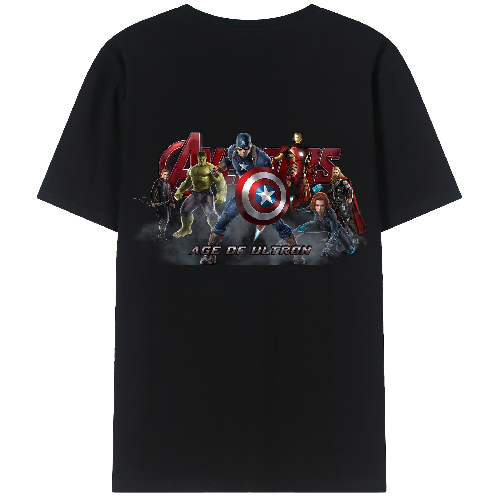 （画像用） アベンジャーズ The Avengers 綿100％ メンズ半袖Tシャツ（バックプリント） 通気性