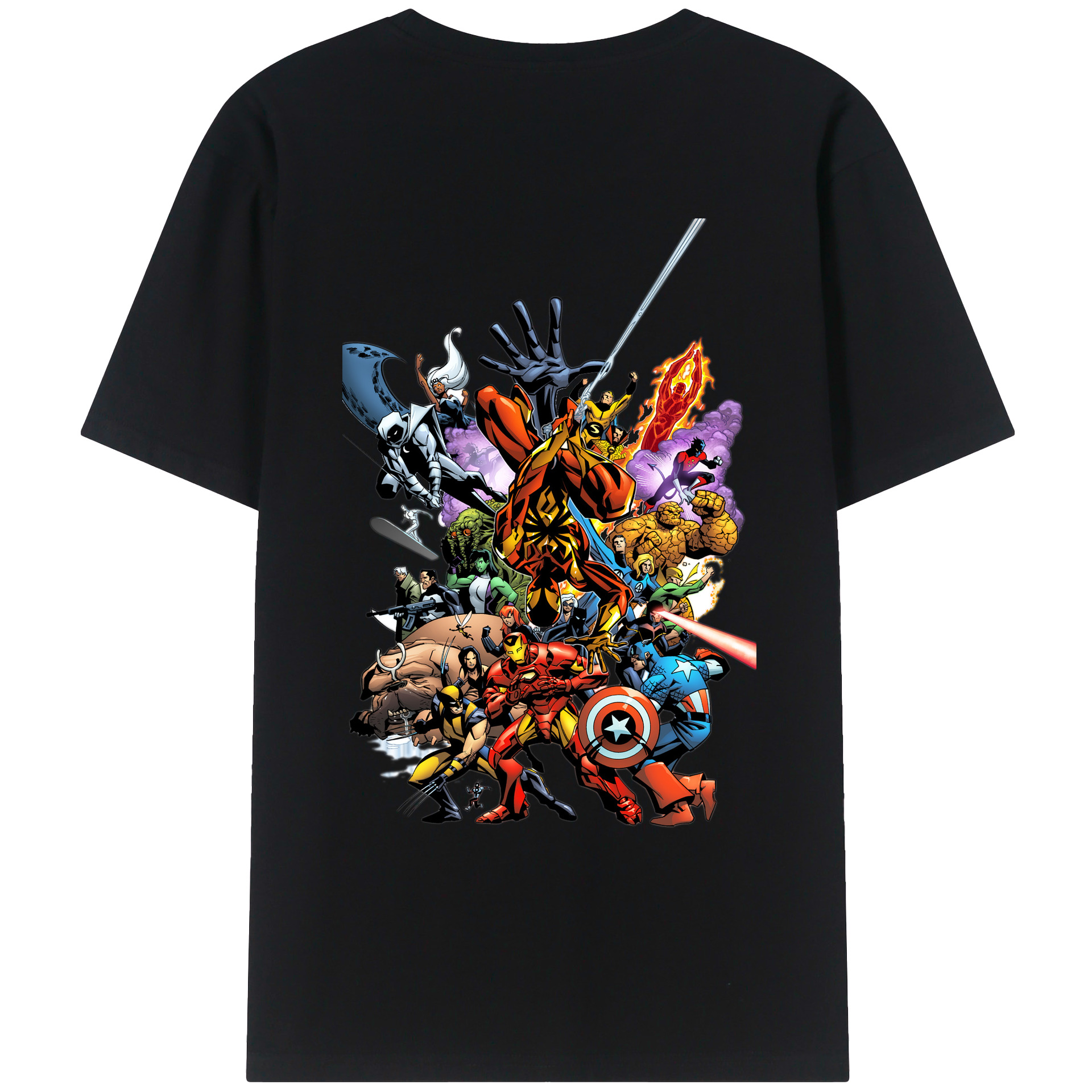 （画像用） アベンジャーズ The Avengers 綿100％ メンズ半袖Tシャツ（バックプリント） 通気性