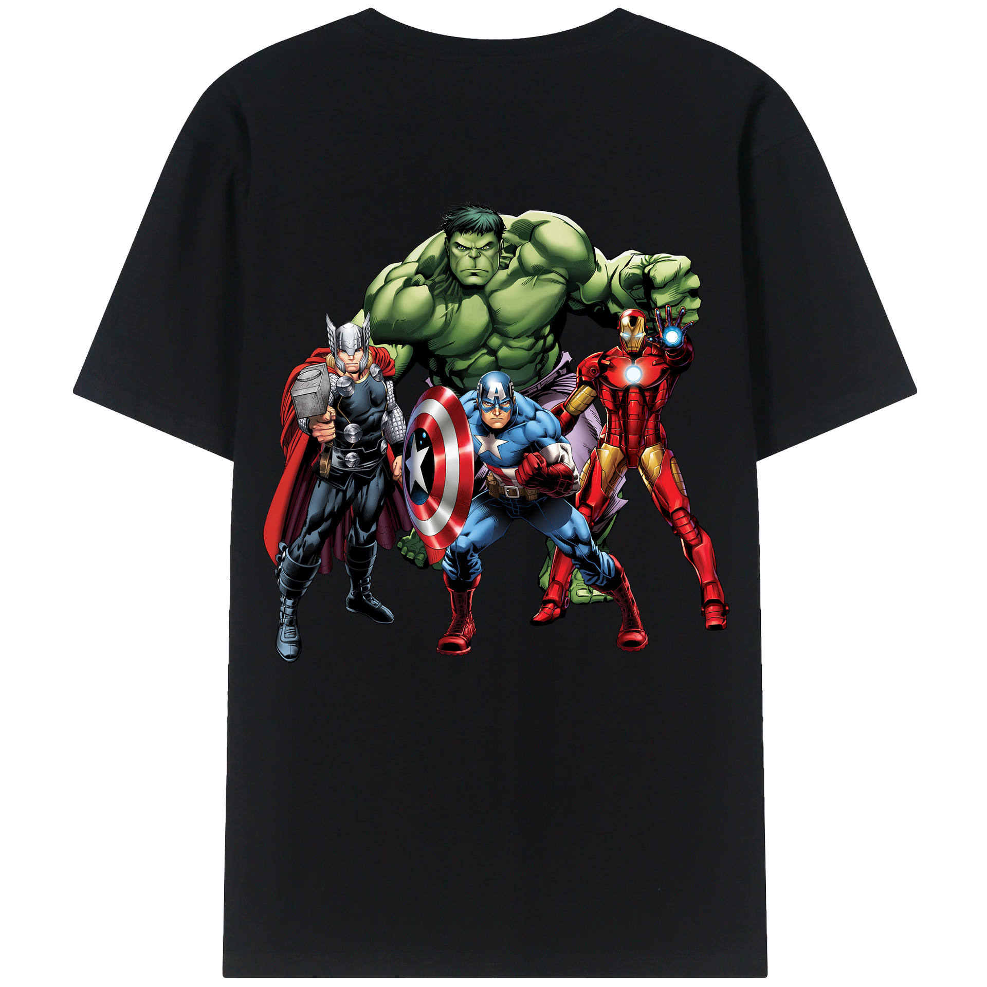 （画像用） アベンジャーズ The Avengers 綿100％ メンズ半袖Tシャツ（バックプリント） 通気性