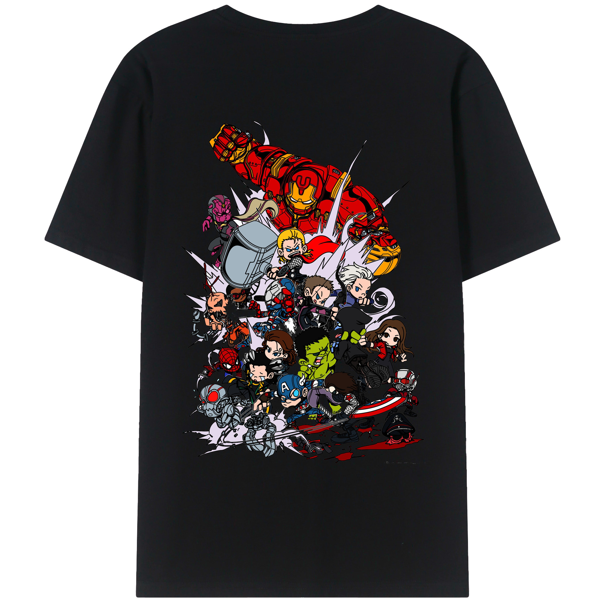（画像用） アベンジャーズ The Avengers 綿100％ メンズ半袖Tシャツ（バックプリント） 通気性