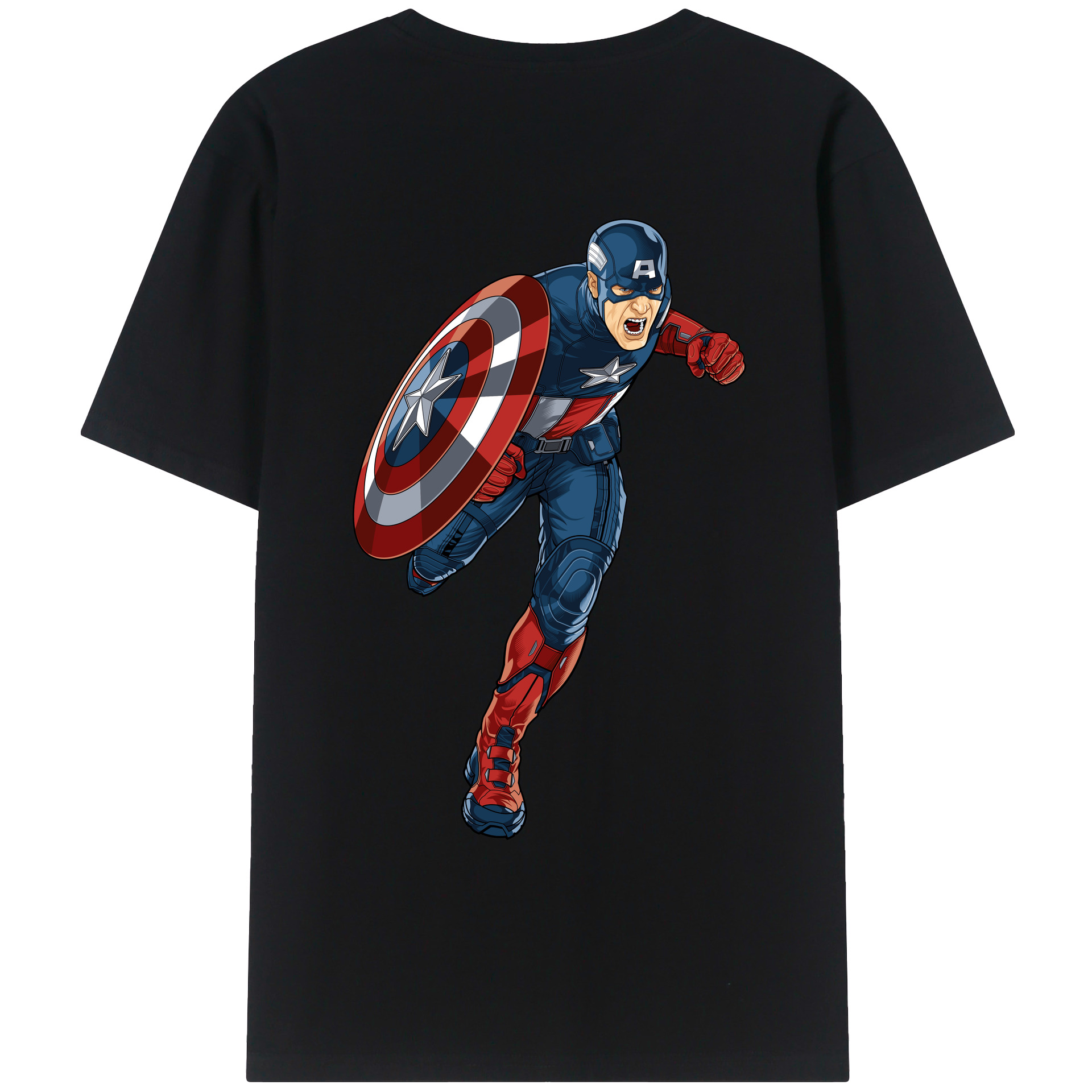 （画像用） アベンジャーズ The Avengers 綿100％ メンズ半袖Tシャツ（バックプリント） 通気性