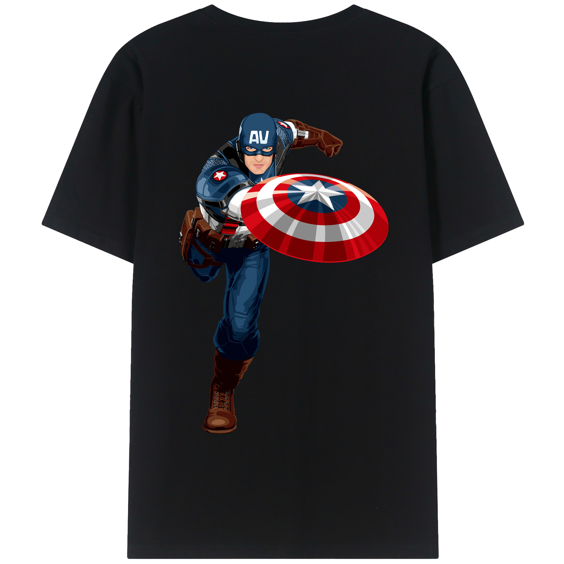 （画像用） アベンジャーズ The Avengers 綿100％ メンズ半袖Tシャツ（バックプリント） 通気性