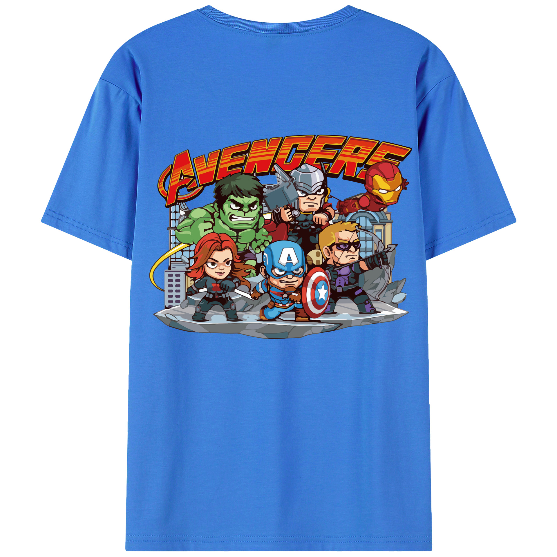 （画像用） アベンジャーズ The Avengers 綿100％ メンズ半袖Tシャツ（バックプリント） 通気性