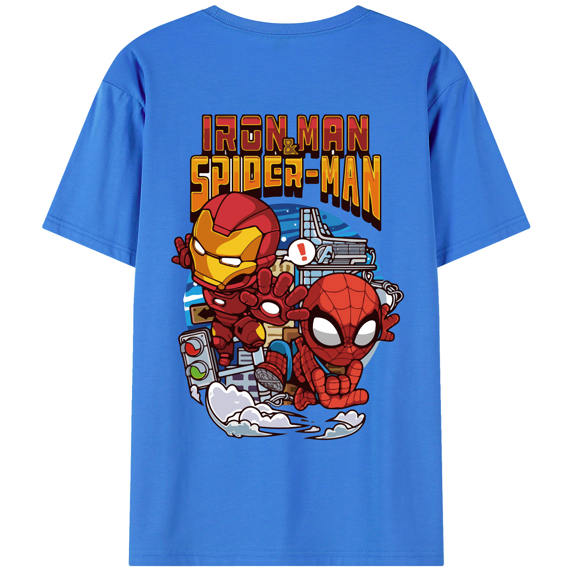 （画像用） アベンジャーズ The Avengers 綿100％ メンズ半袖Tシャツ（バックプリント） 通気性